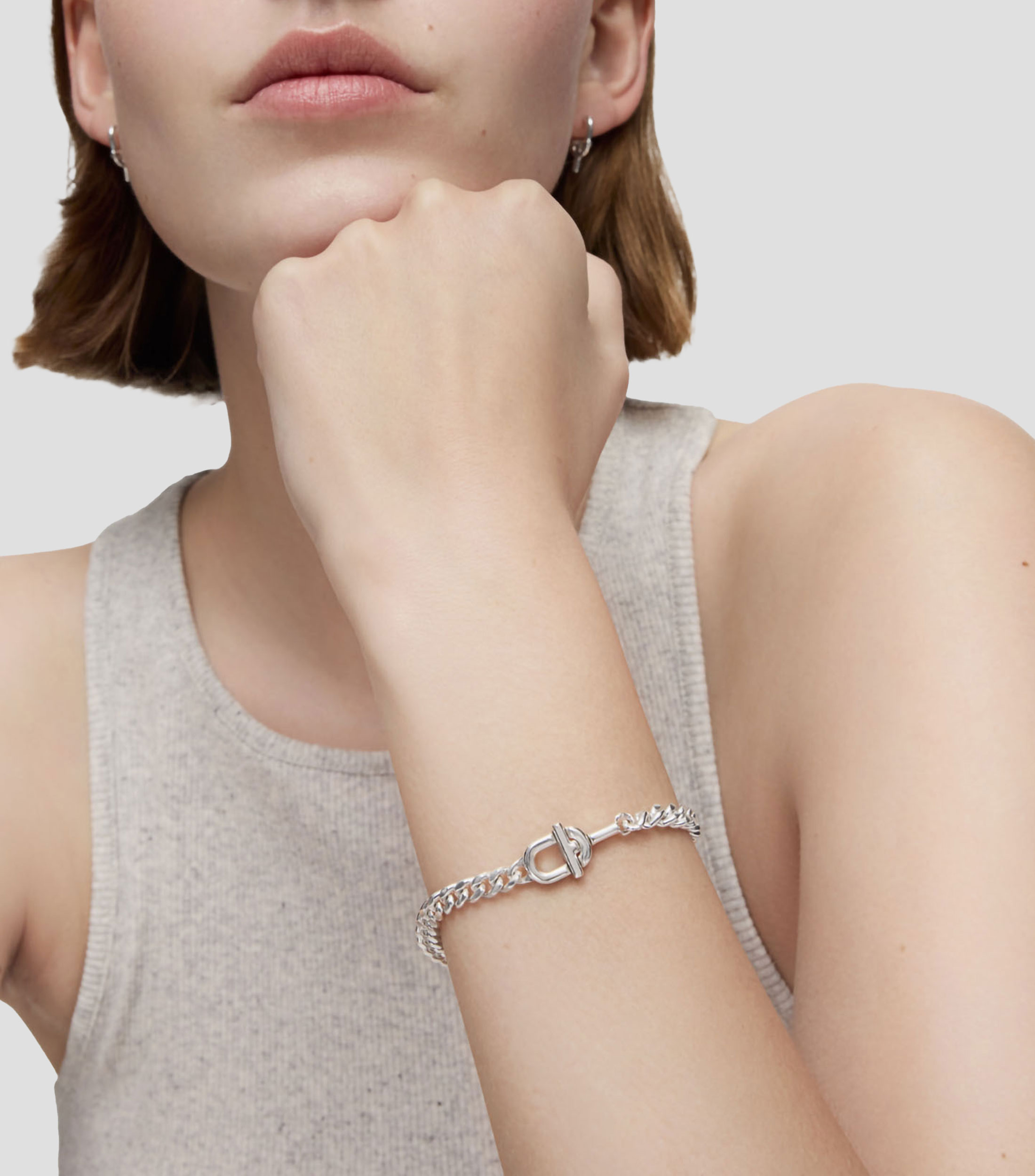 Pulsera en plata barbada Mujer