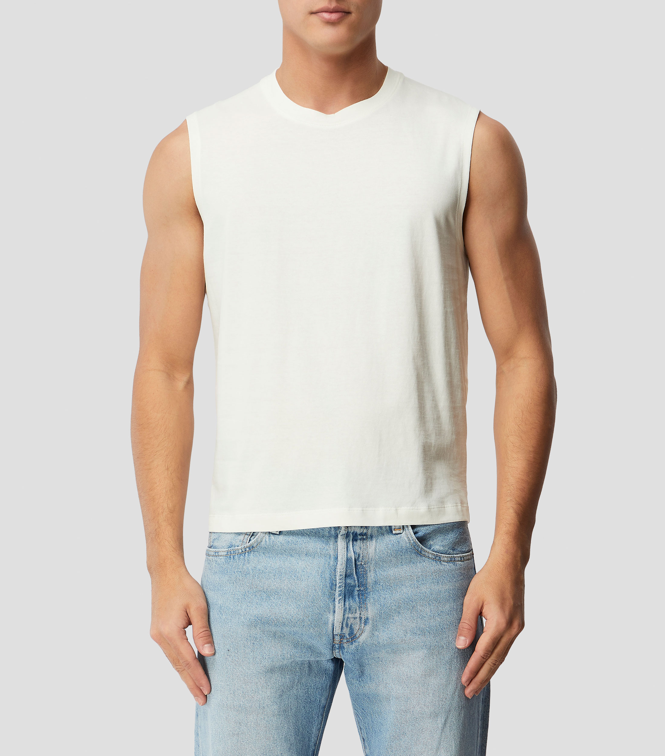 Playera cuello redondo sin mangas lisa Hombre