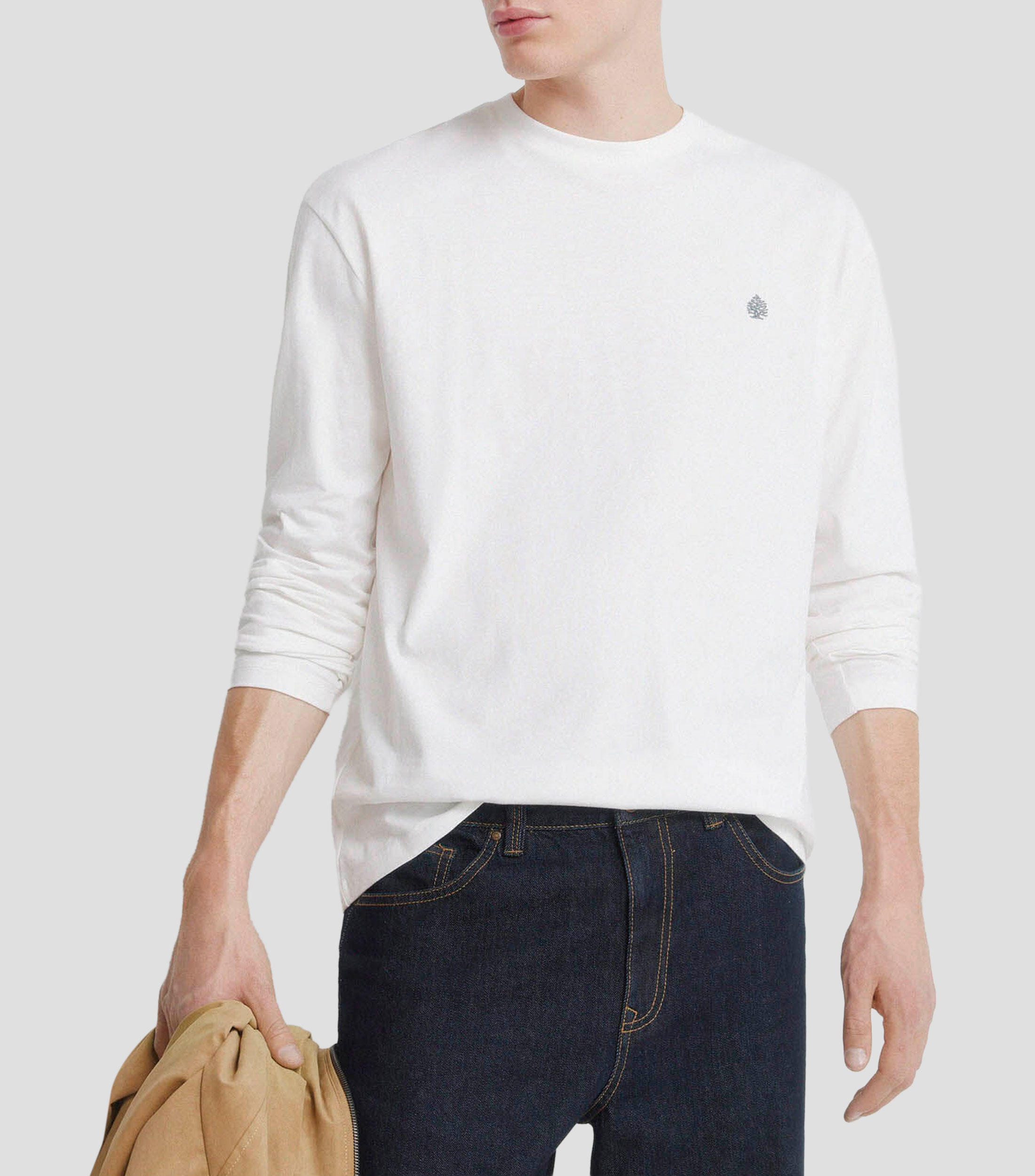 Playera cuello redondo manga larga lisa Hombre