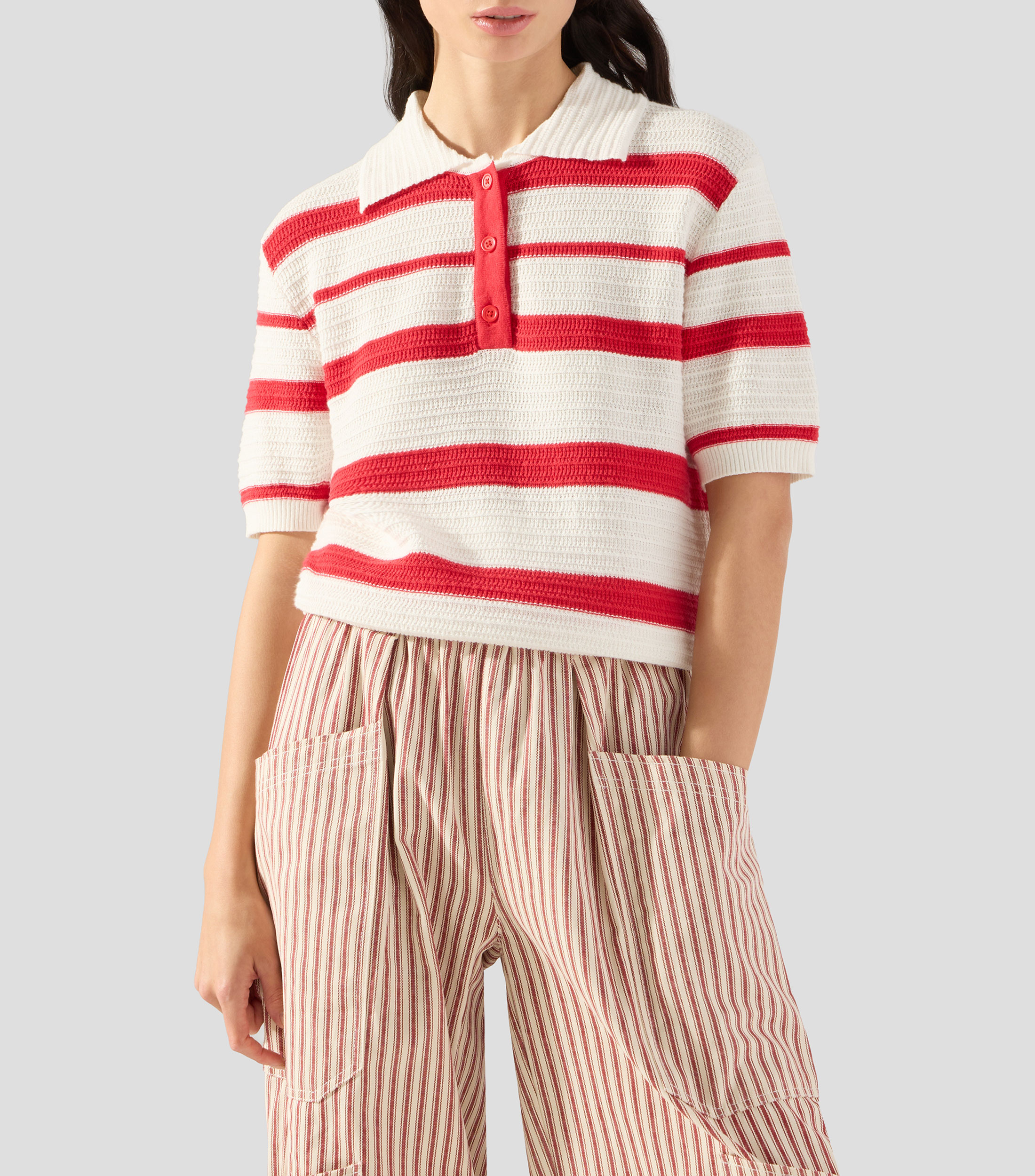 Suéter cuello tipo polo Mujer