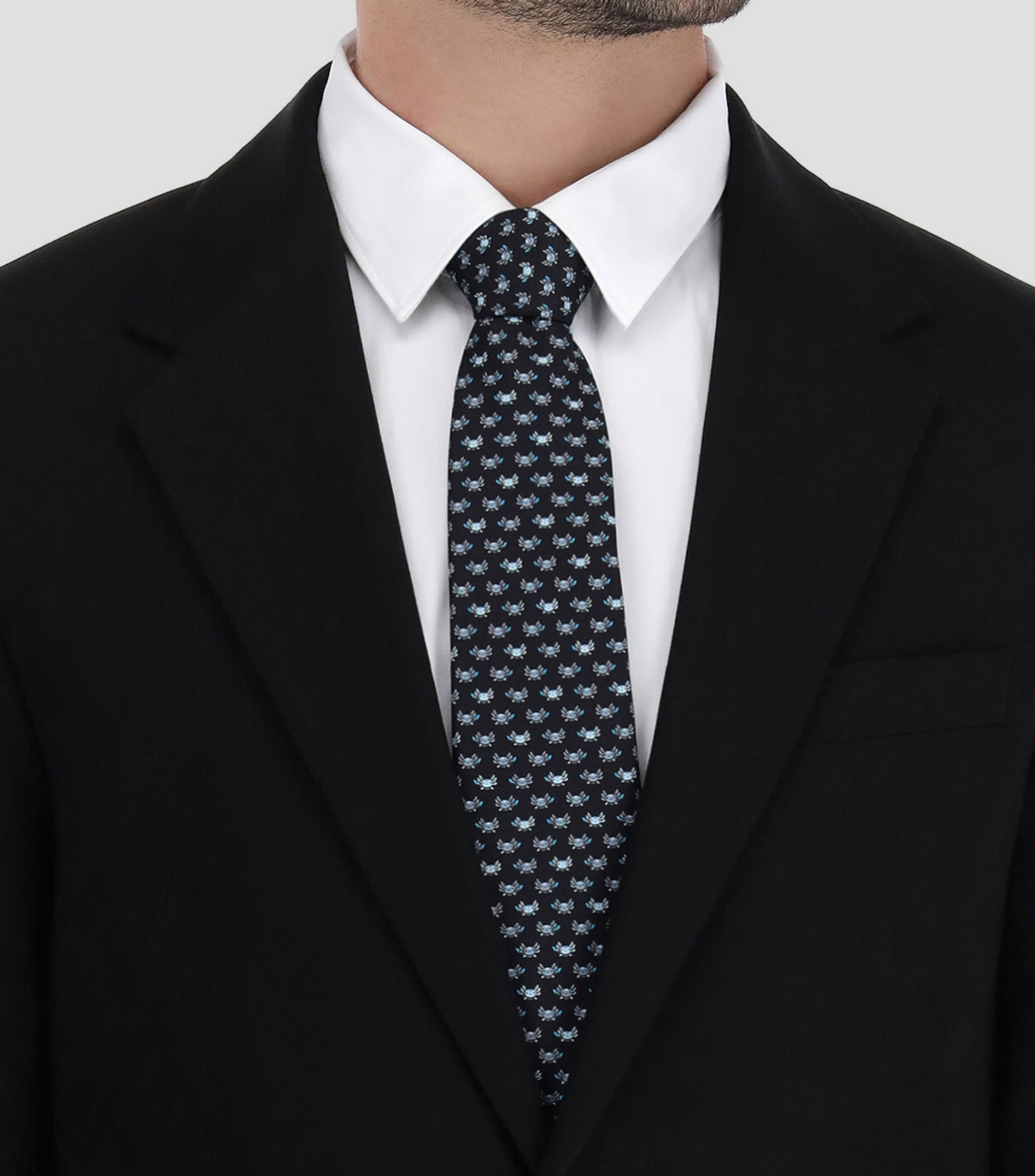 Corbata ancha en seda con ajolotes Hombre