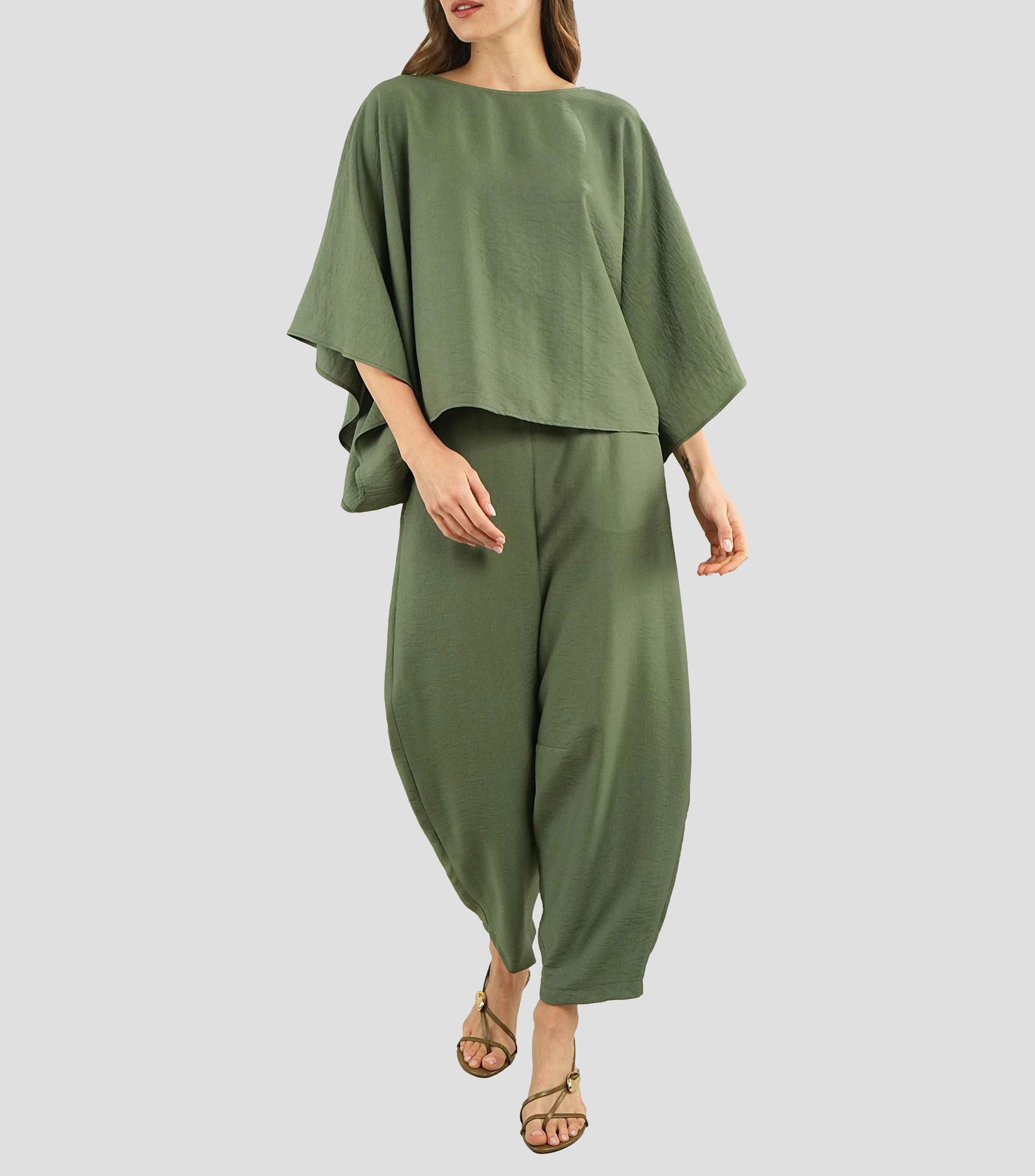 Blusa lisa manga 3/4 Mujer