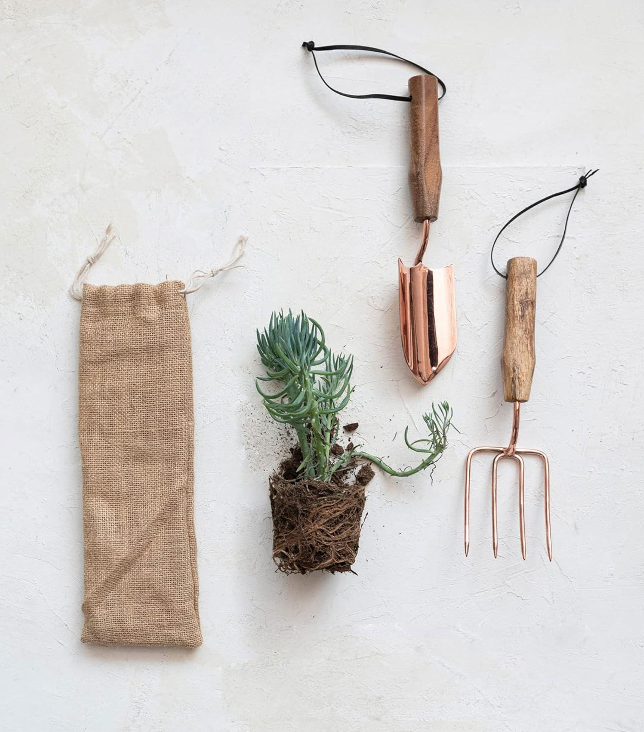 Set de 2 herramientas para jardín en acero inoxidable y madera