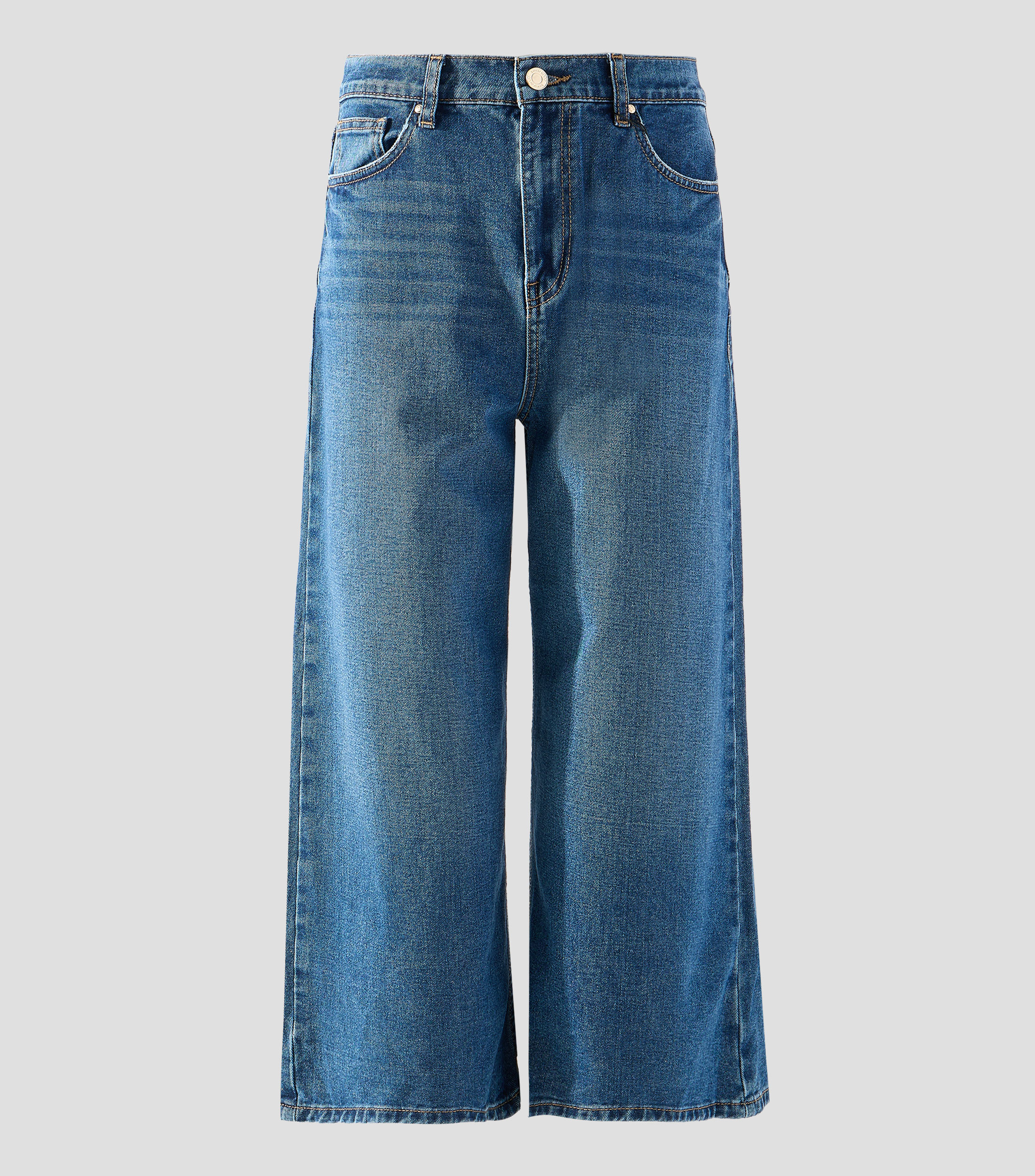 Jeans Culotte Tiro Alto Deslavado Mujer