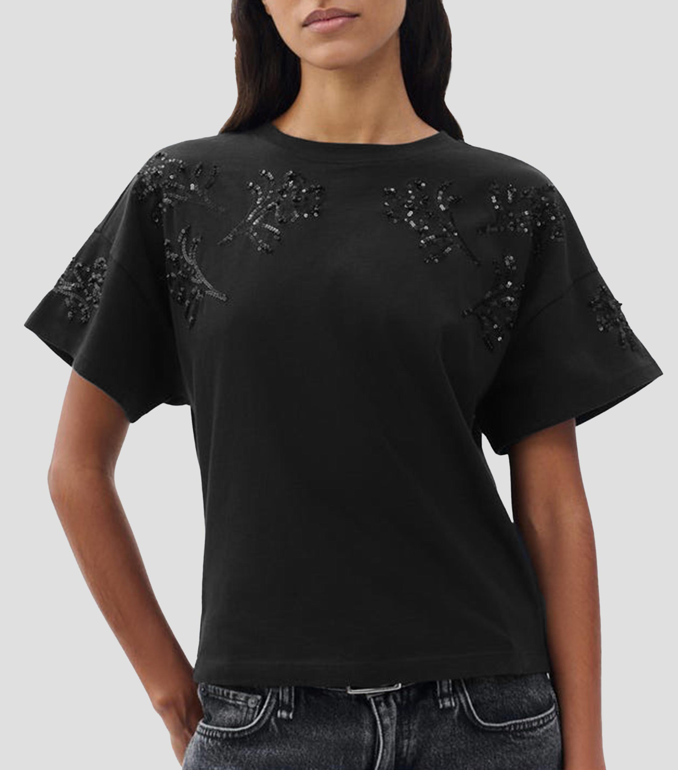 Playera cuello redondo manga corta lisa Mujer