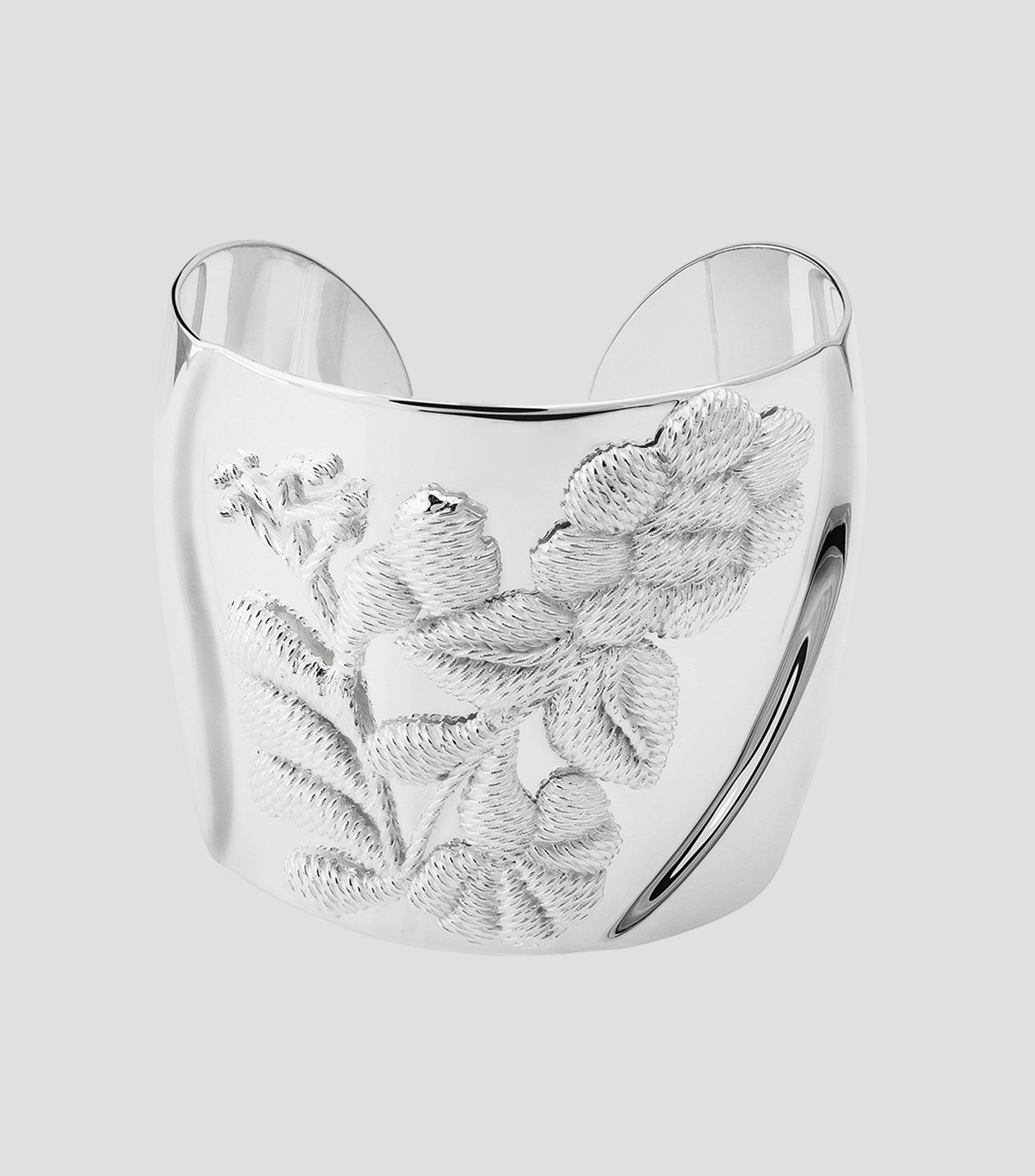 Pulsera Bordados Rigida Gruesa en plata Mujer