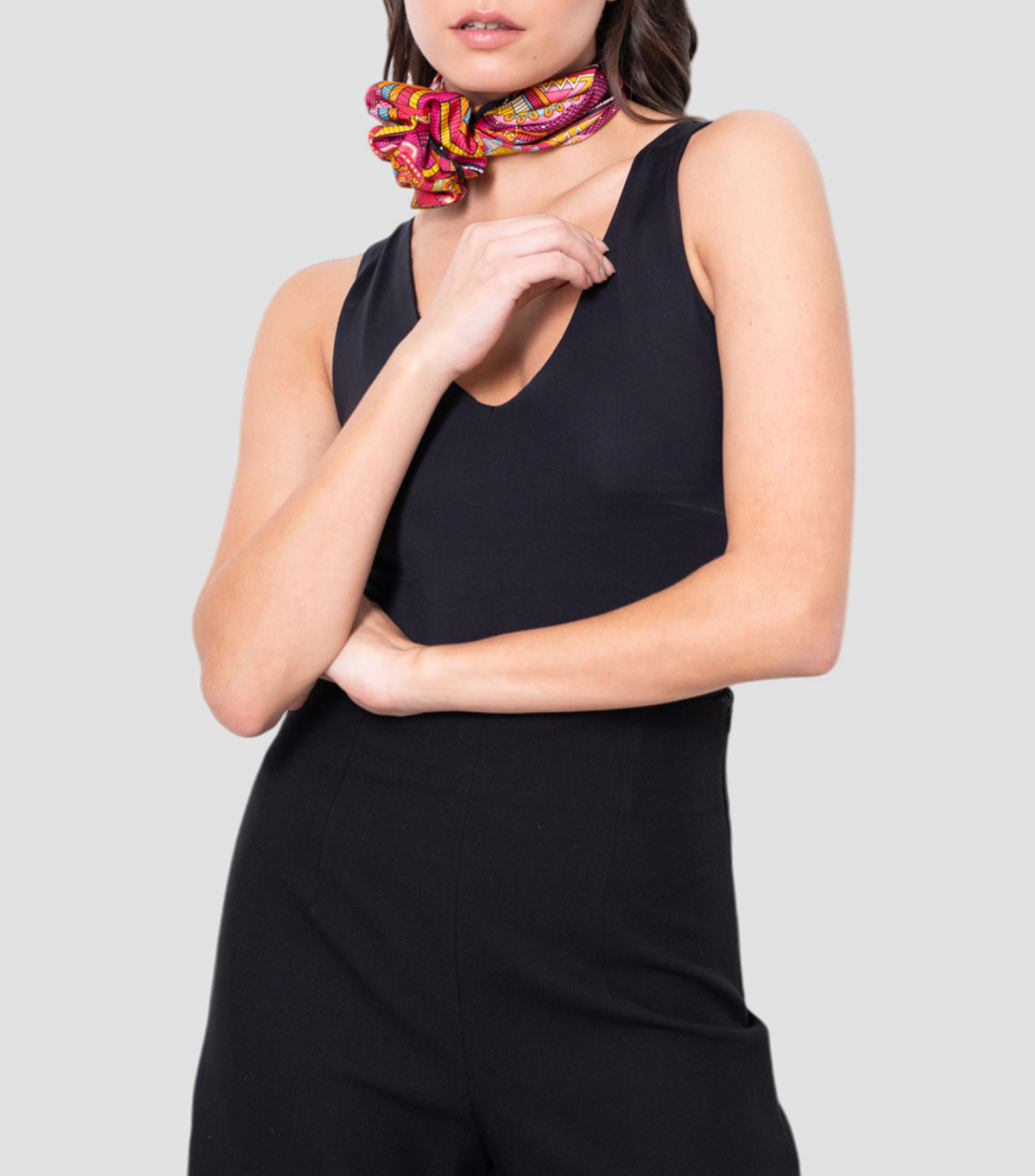 Mascada de seda estampada Mujer