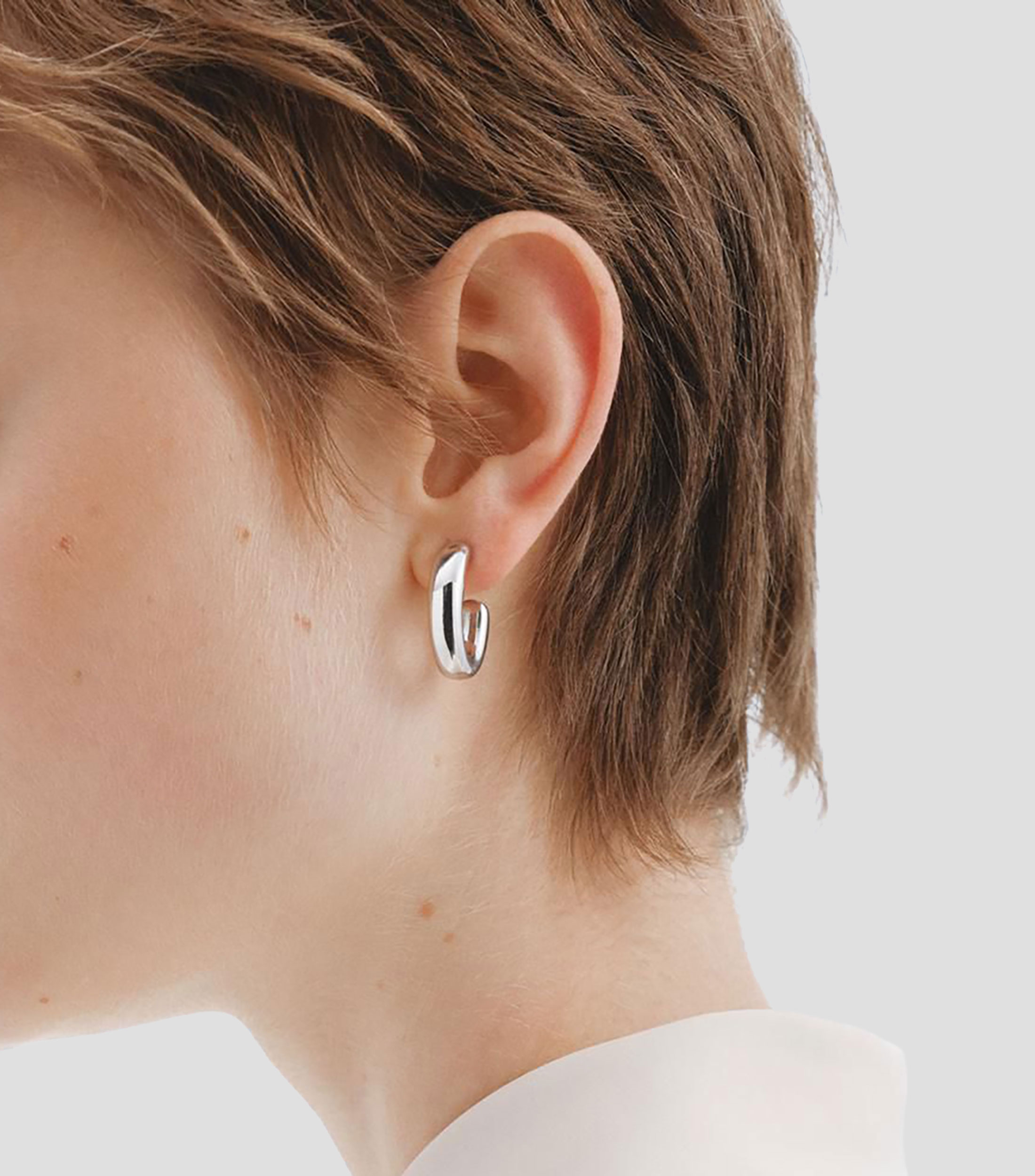 Pendientes de aro ovalados en plata .925 Mujer