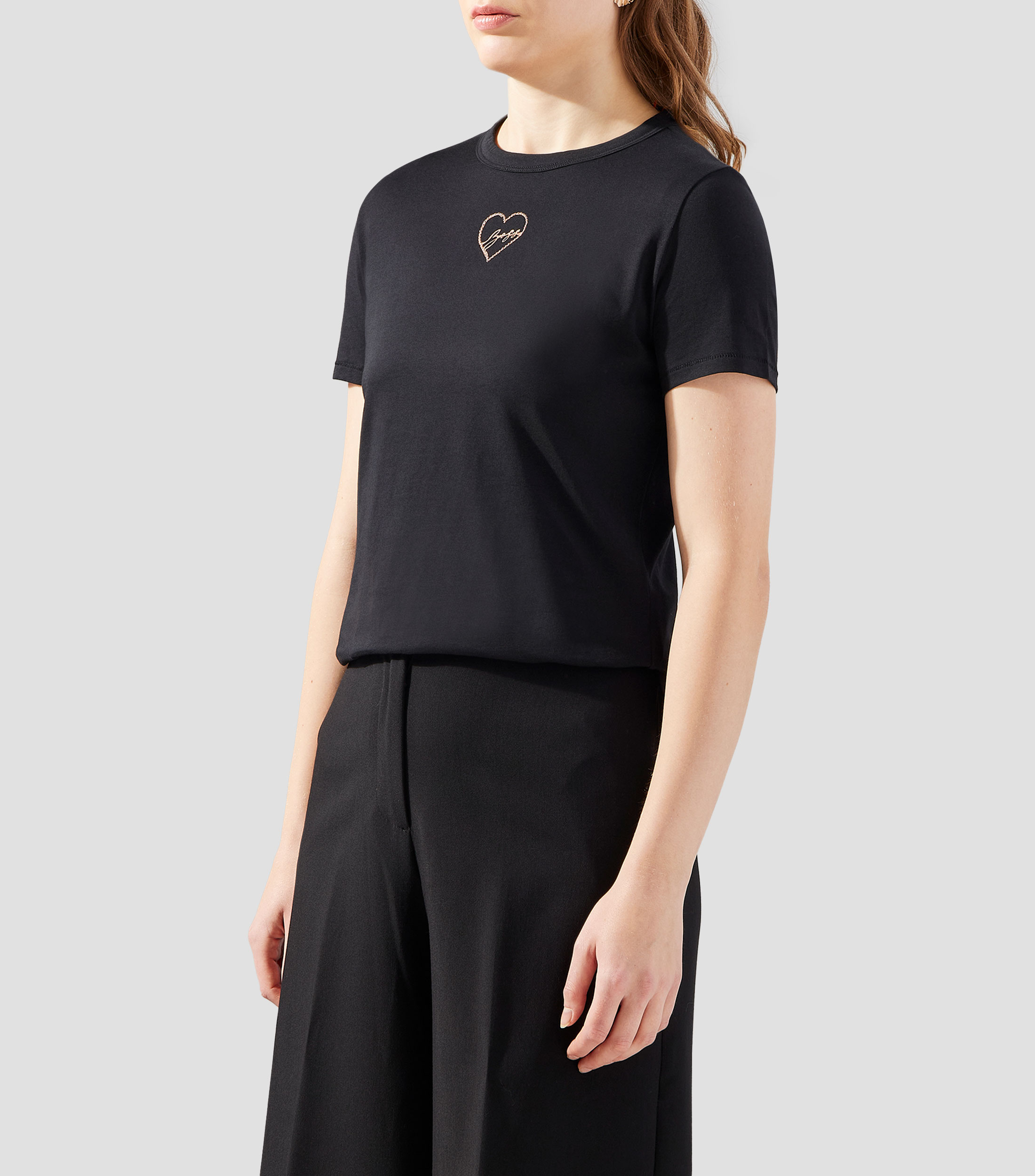 Playera cuello redondo manga corta lisa Mujer