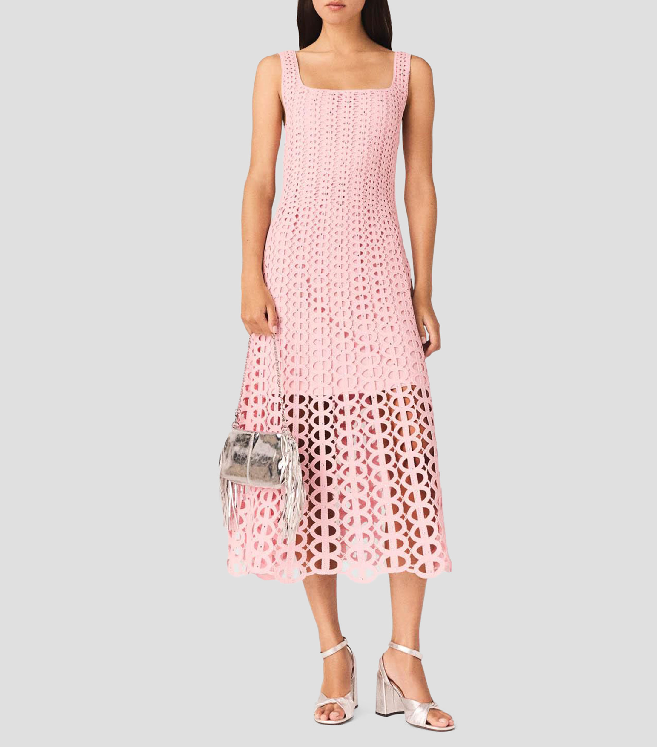 Vestido midi liso Mujer