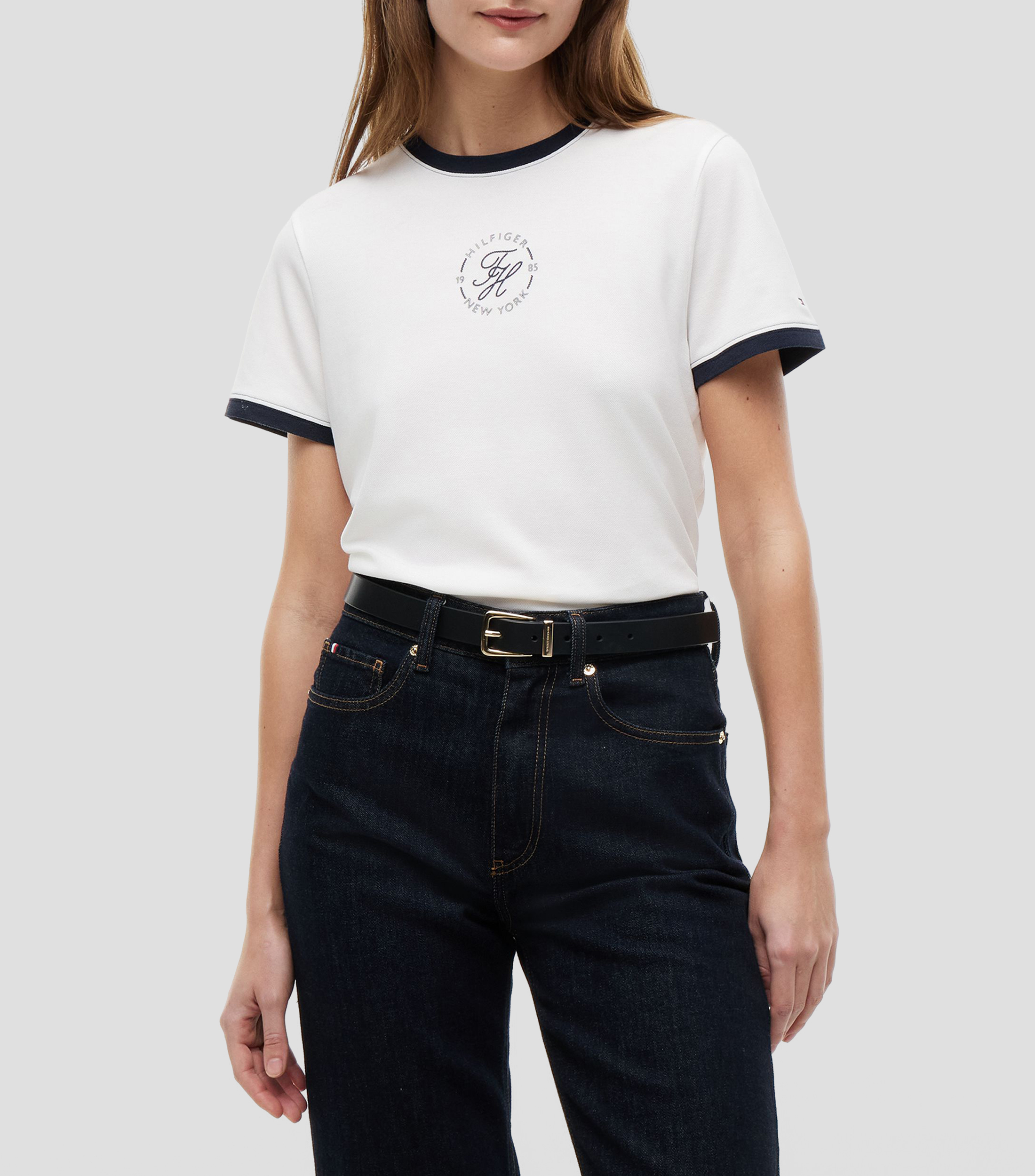 Playera cuello redondo manga corta lisa Mujer