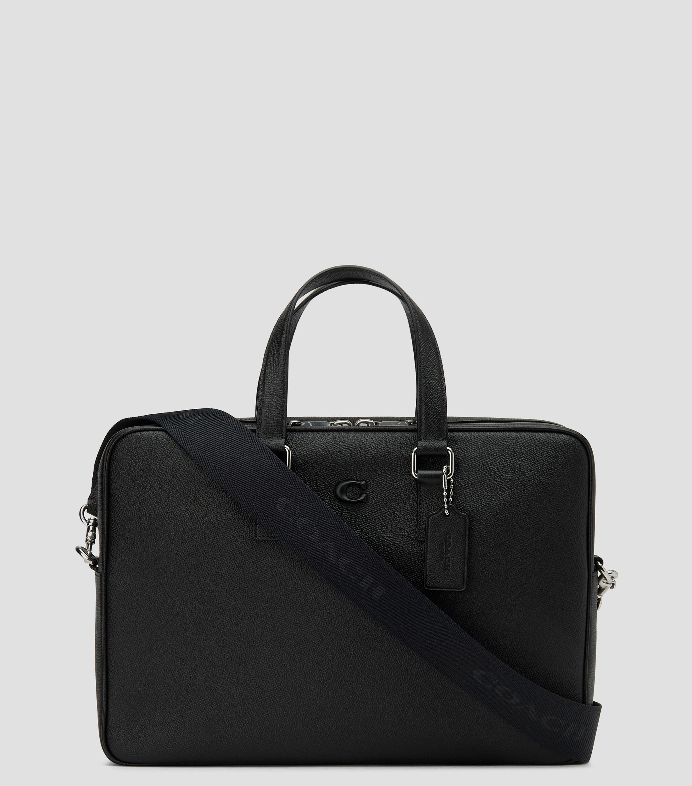 Maletín negro en piel negro Caden liso Hombre