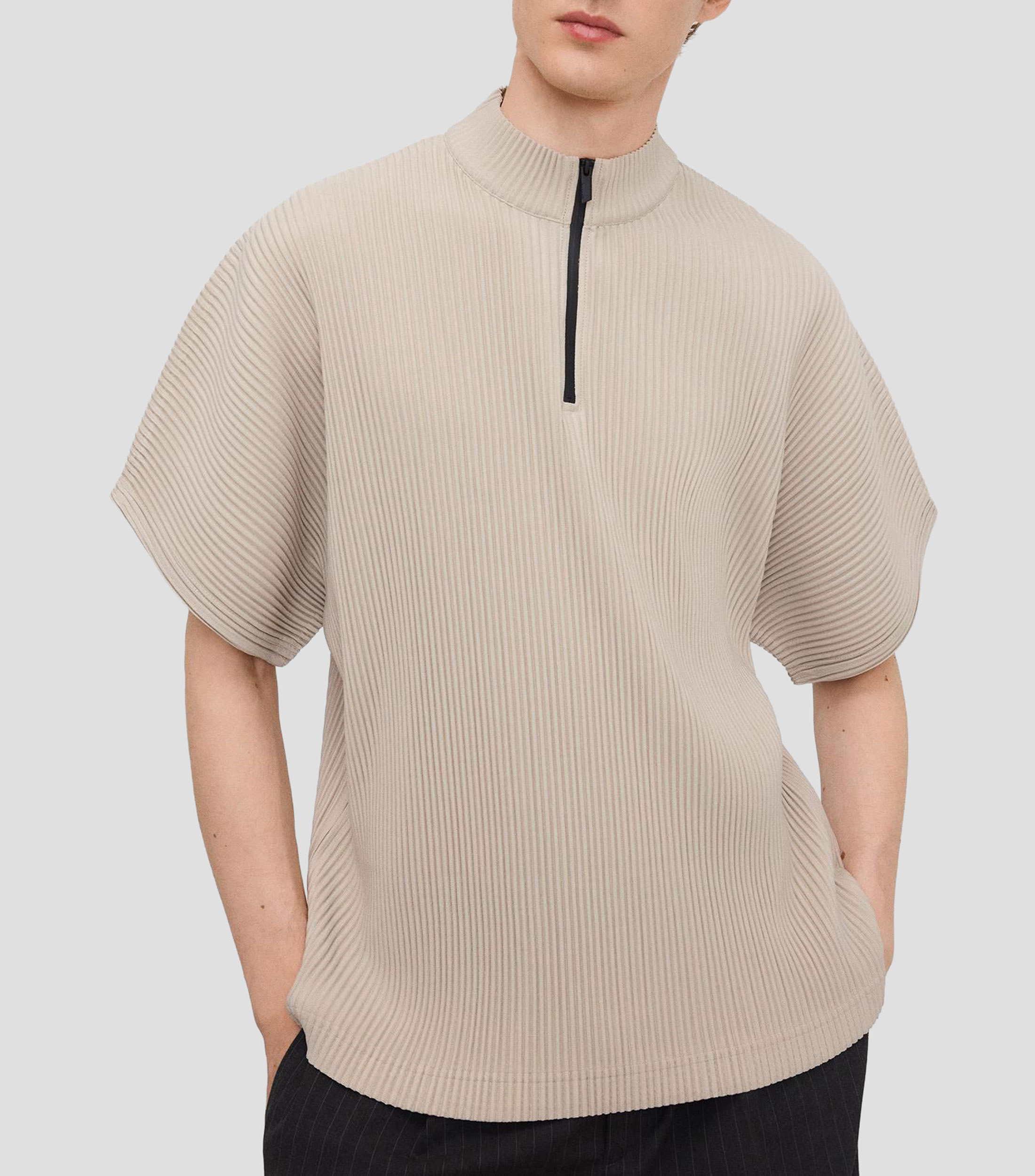 Playera cuello perkins manga corta lisa Hombre