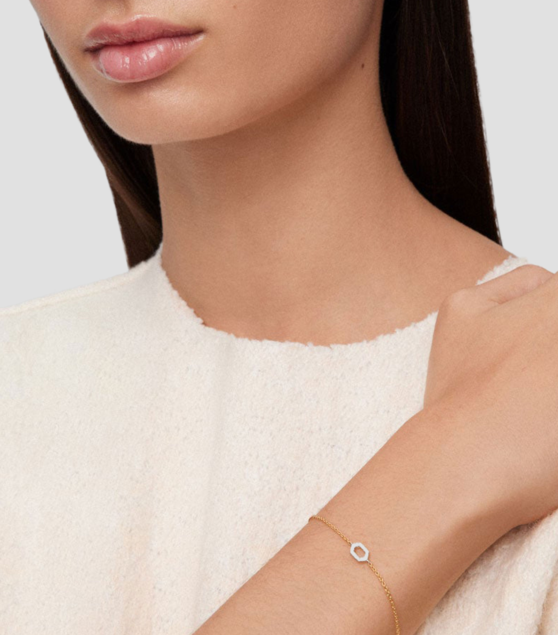 Pulsera en Oro de 18 Kilates Hexágonos con diamantes Mujer
