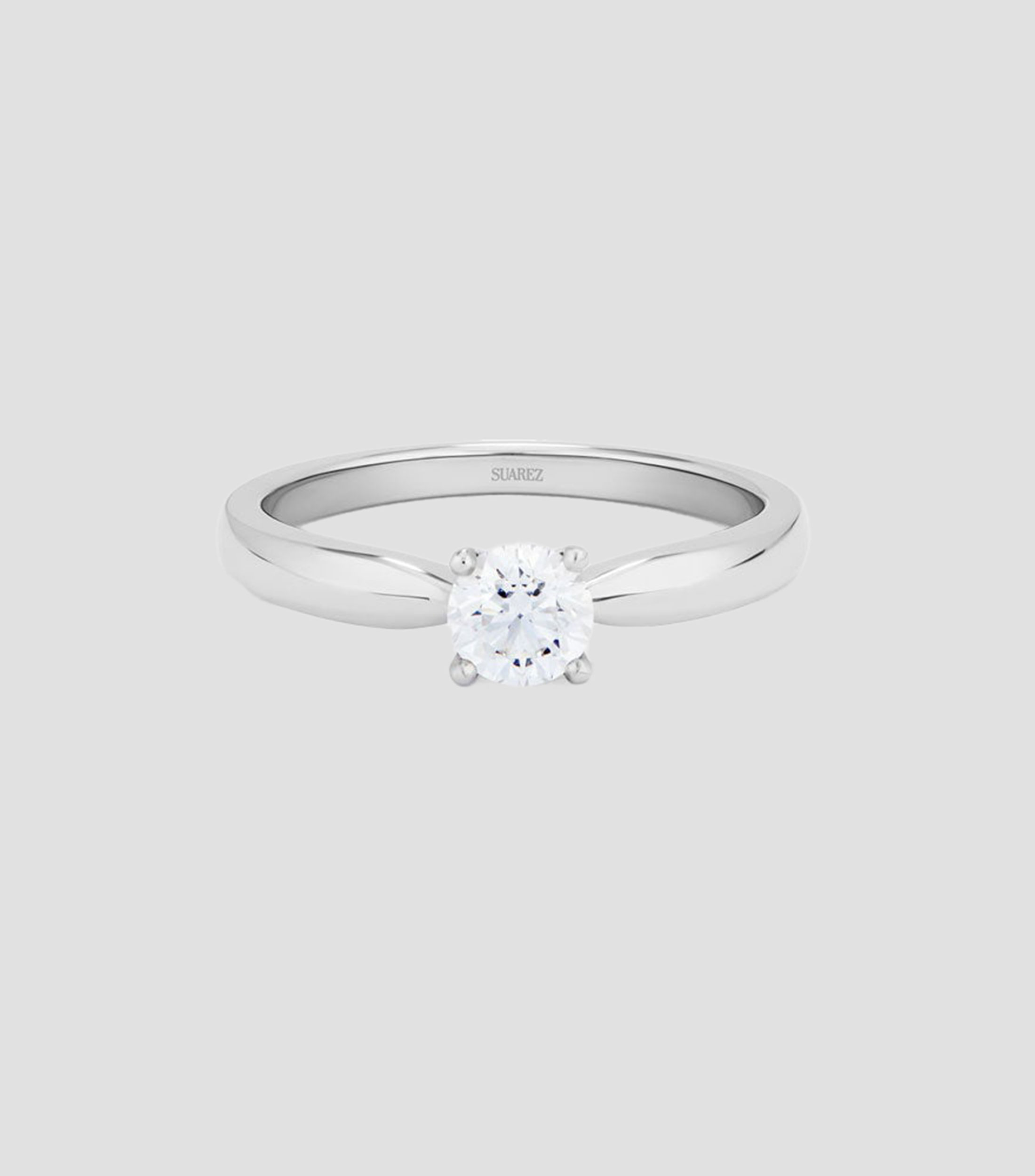 Anillo Solitario en oro blanco 18 Kilates con diamantes Mujer