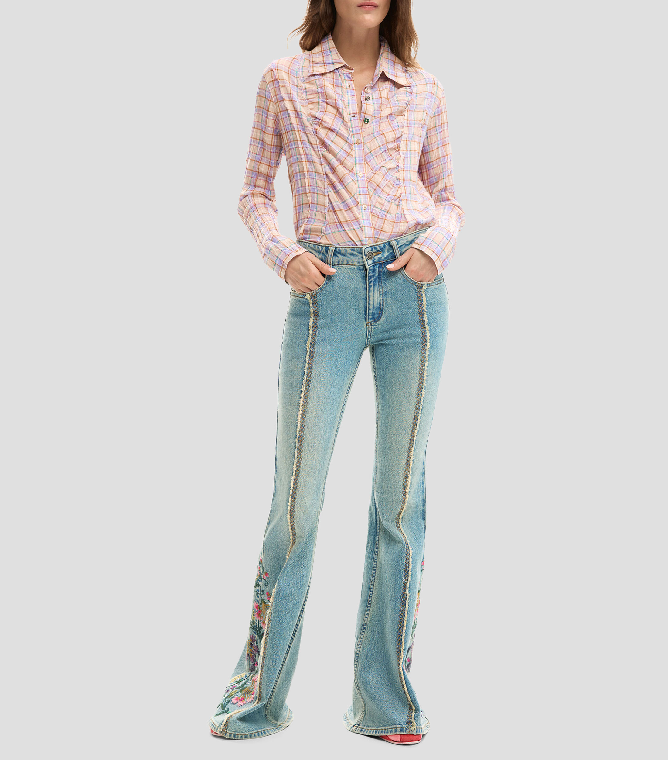 Jeans de corte Flared Mujer