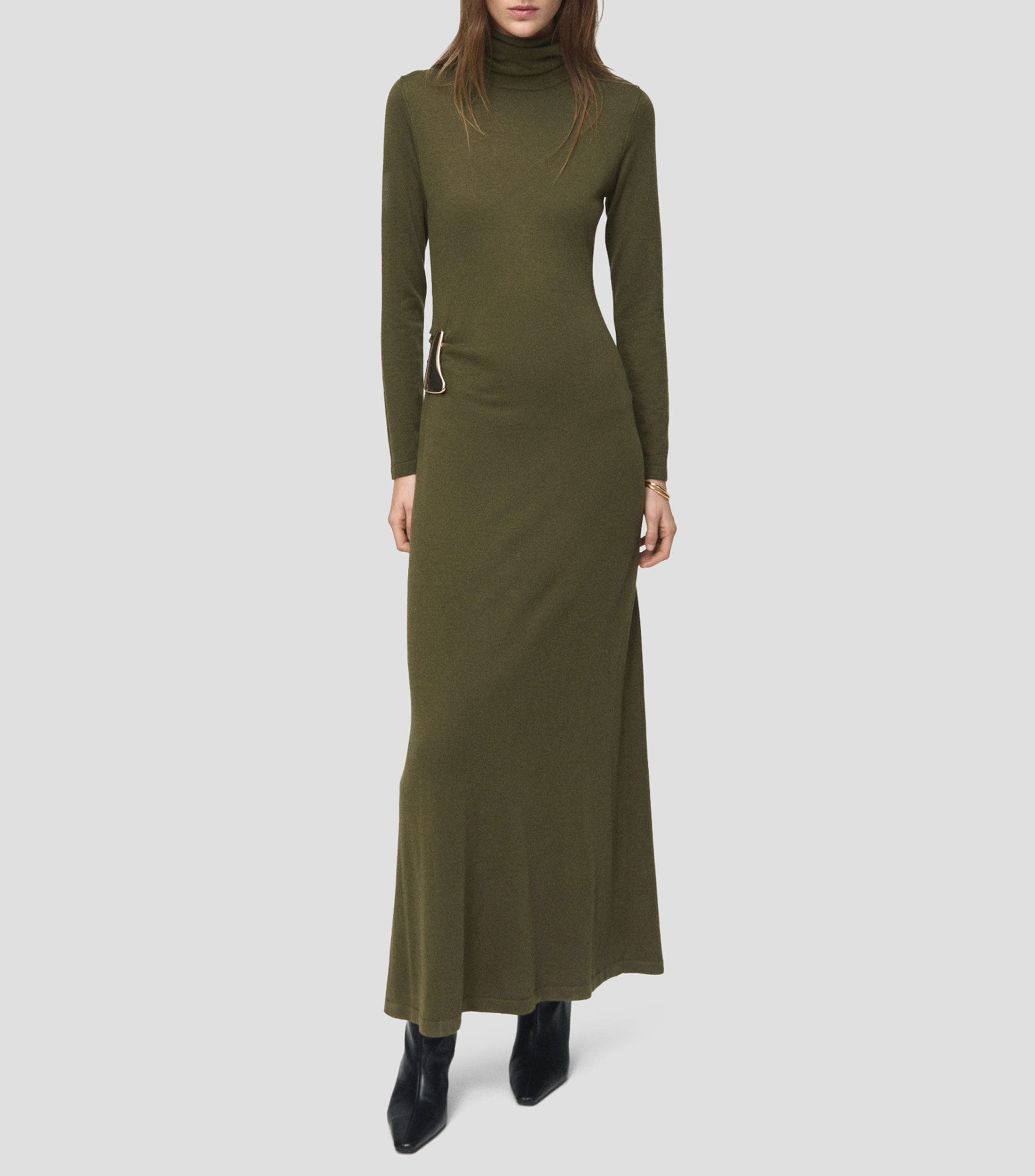 Vestido largo manga larga liso Mujer