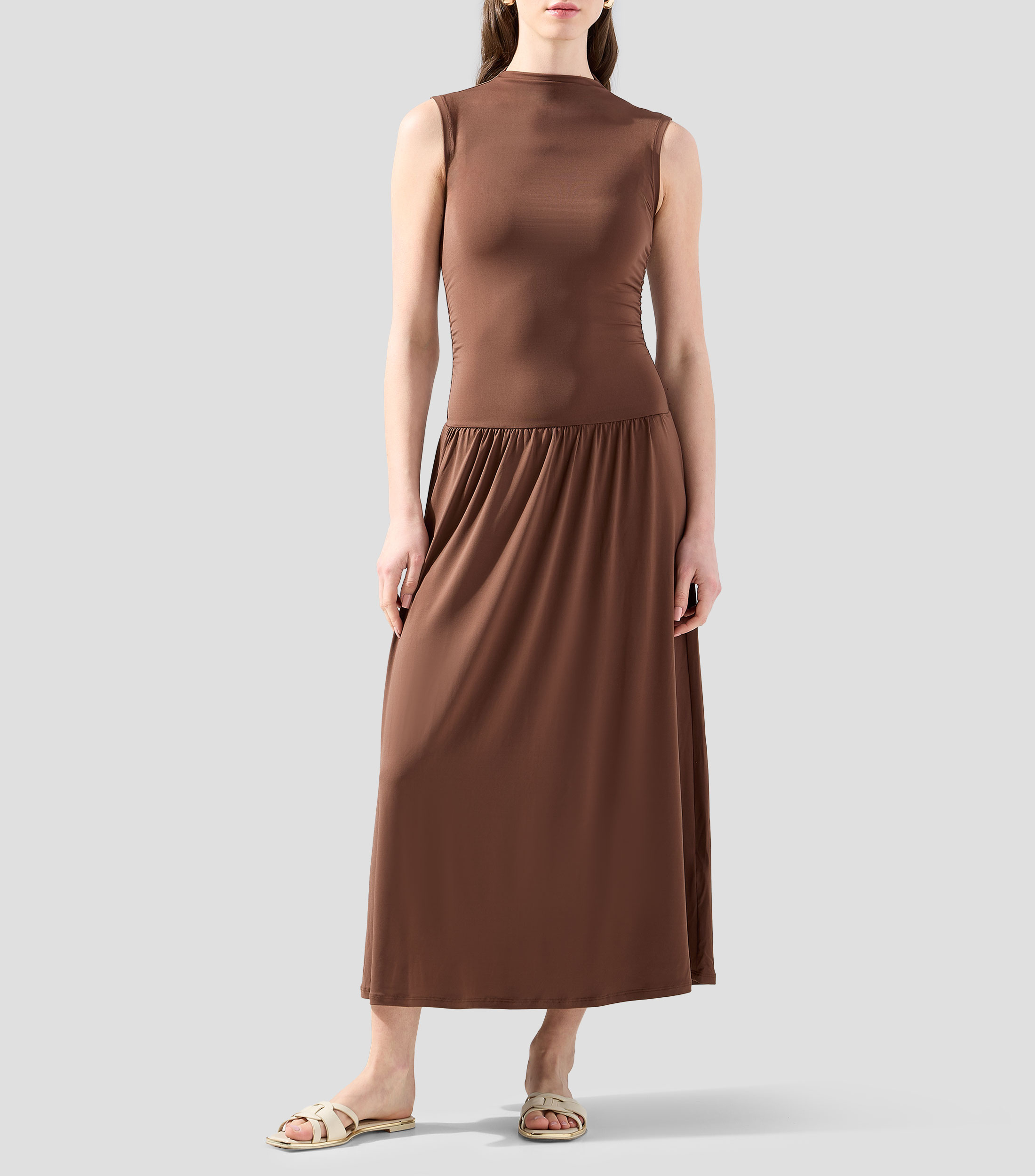 Vestido largo liso Mujer