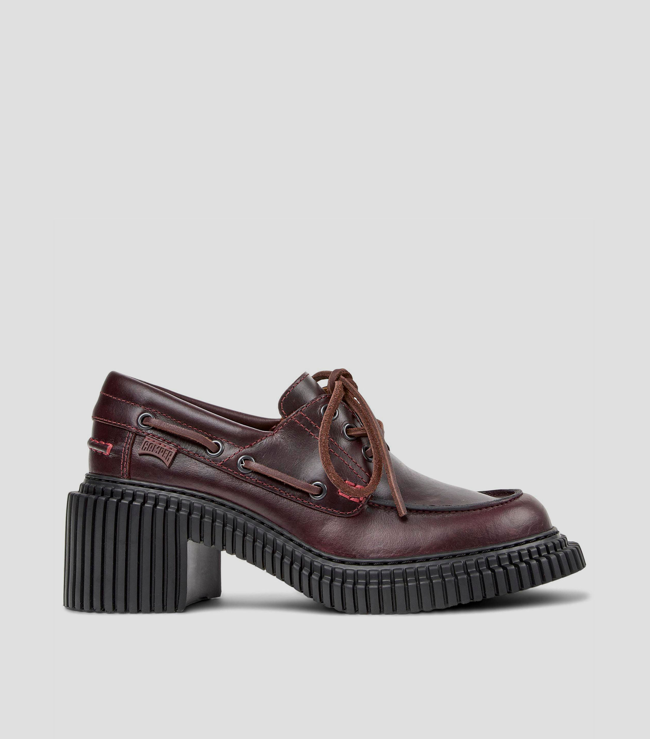 Mocasines tacón mediano ancho en piel lisos Mujer