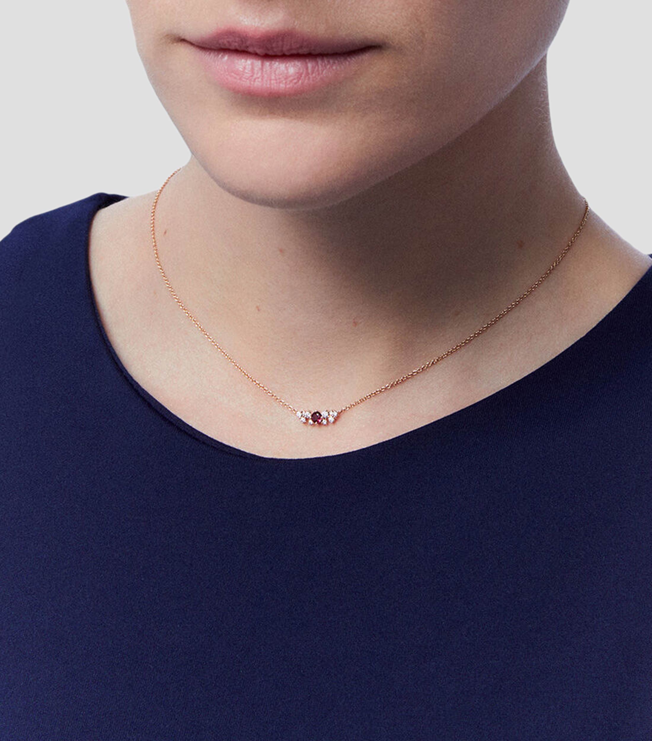 Colgante en oro rosa con rubi y diamantes Mujer