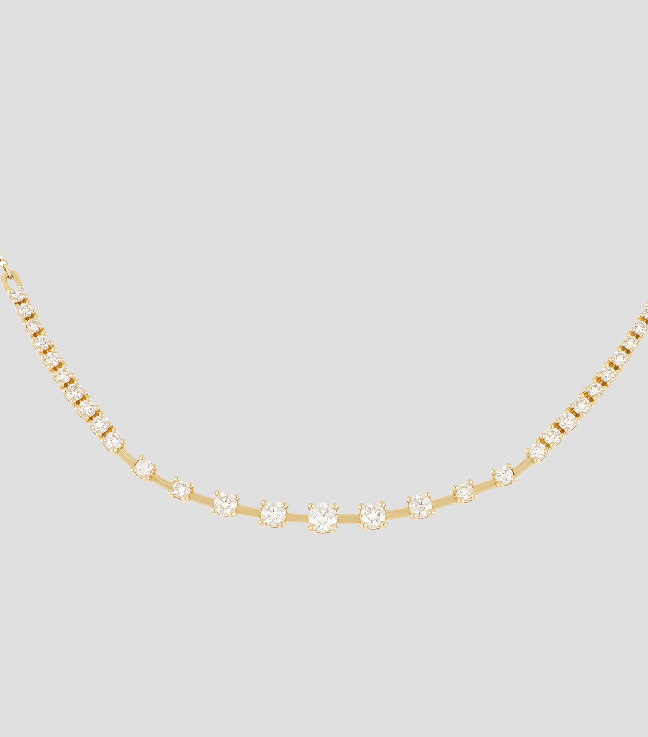 Gargantilla en oro amarillo de 14 kilates con diamantes Mujer