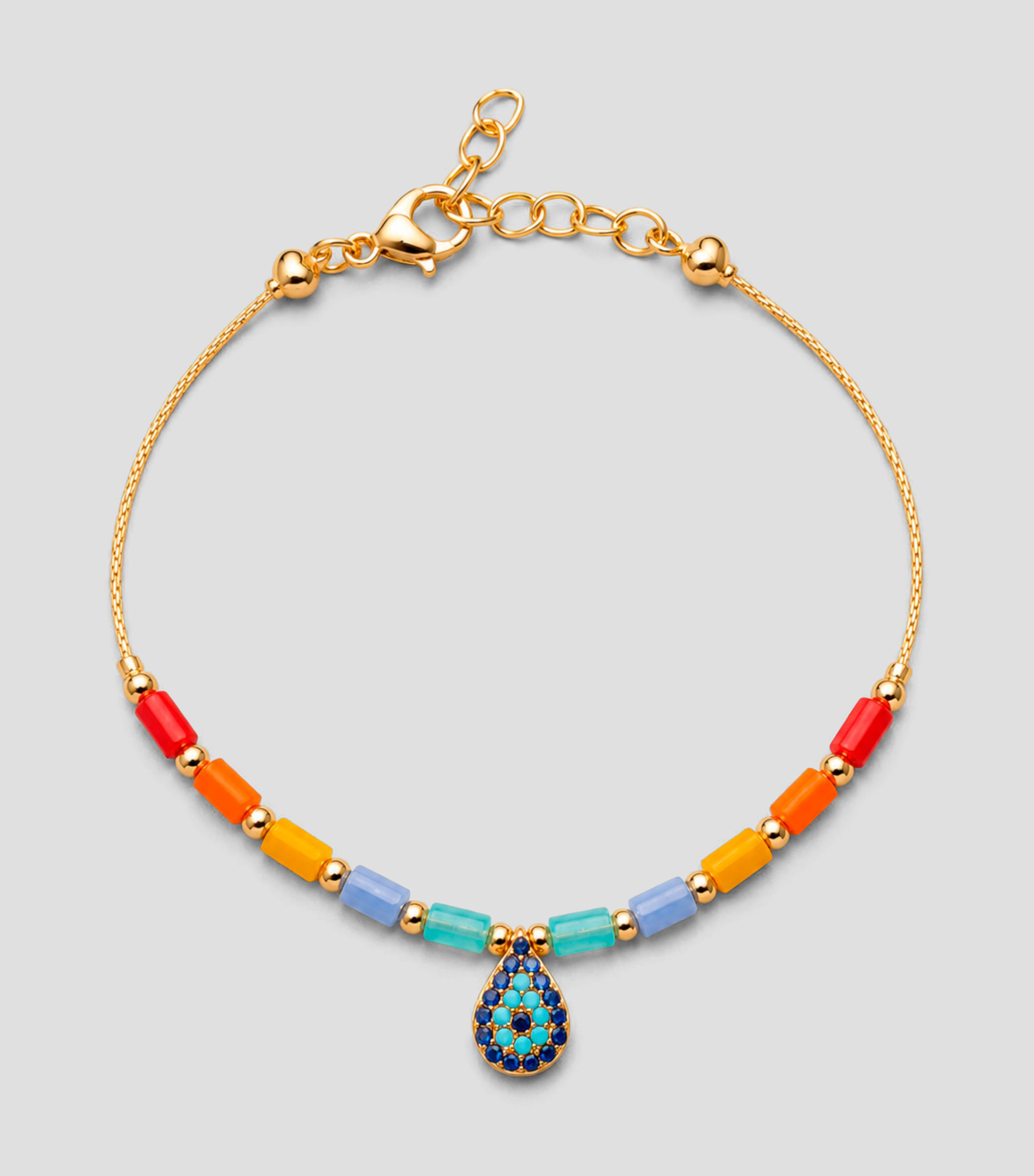 Pulsera multicolor con dije de gota en ojo turco Mujer