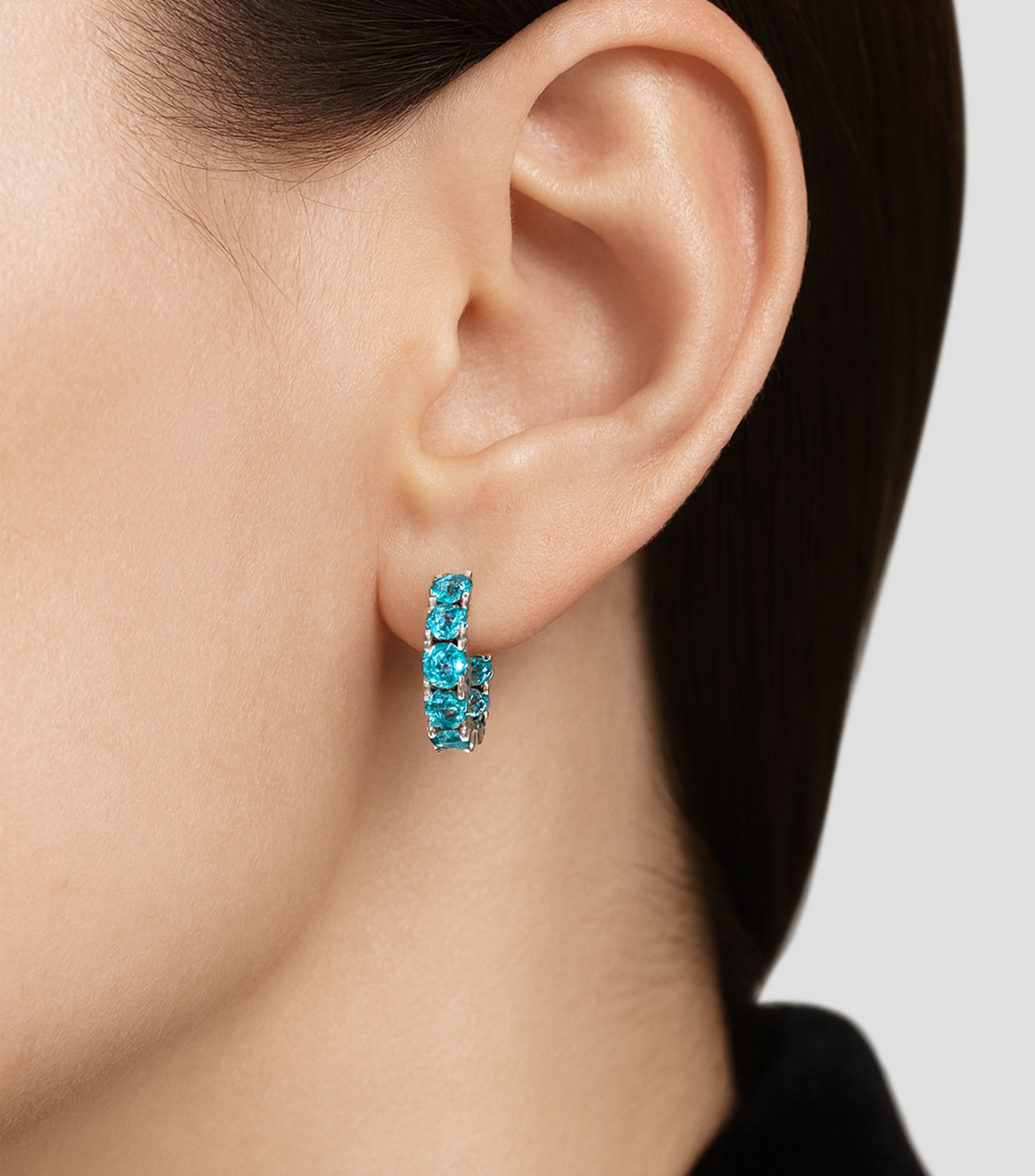 Pendientes en plata con topacio Mujer