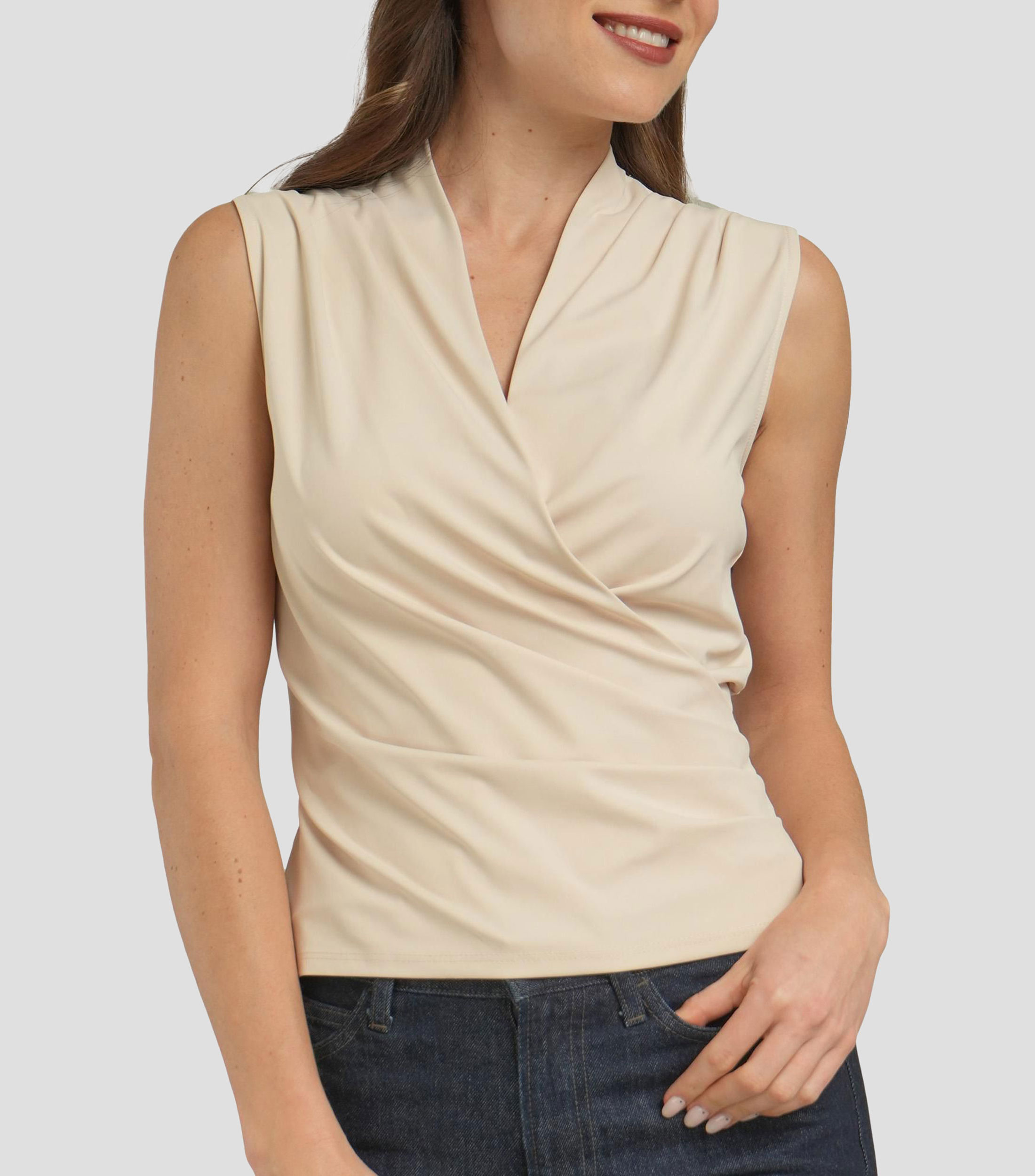 Blusa lisa sin mangas Mujer