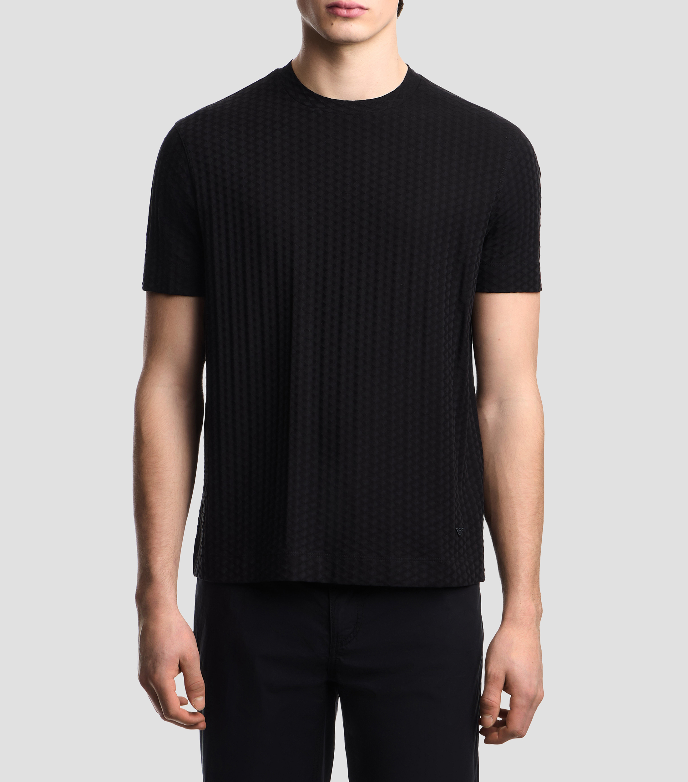 Playera de cuello redondo con manga corta lisa Hombre