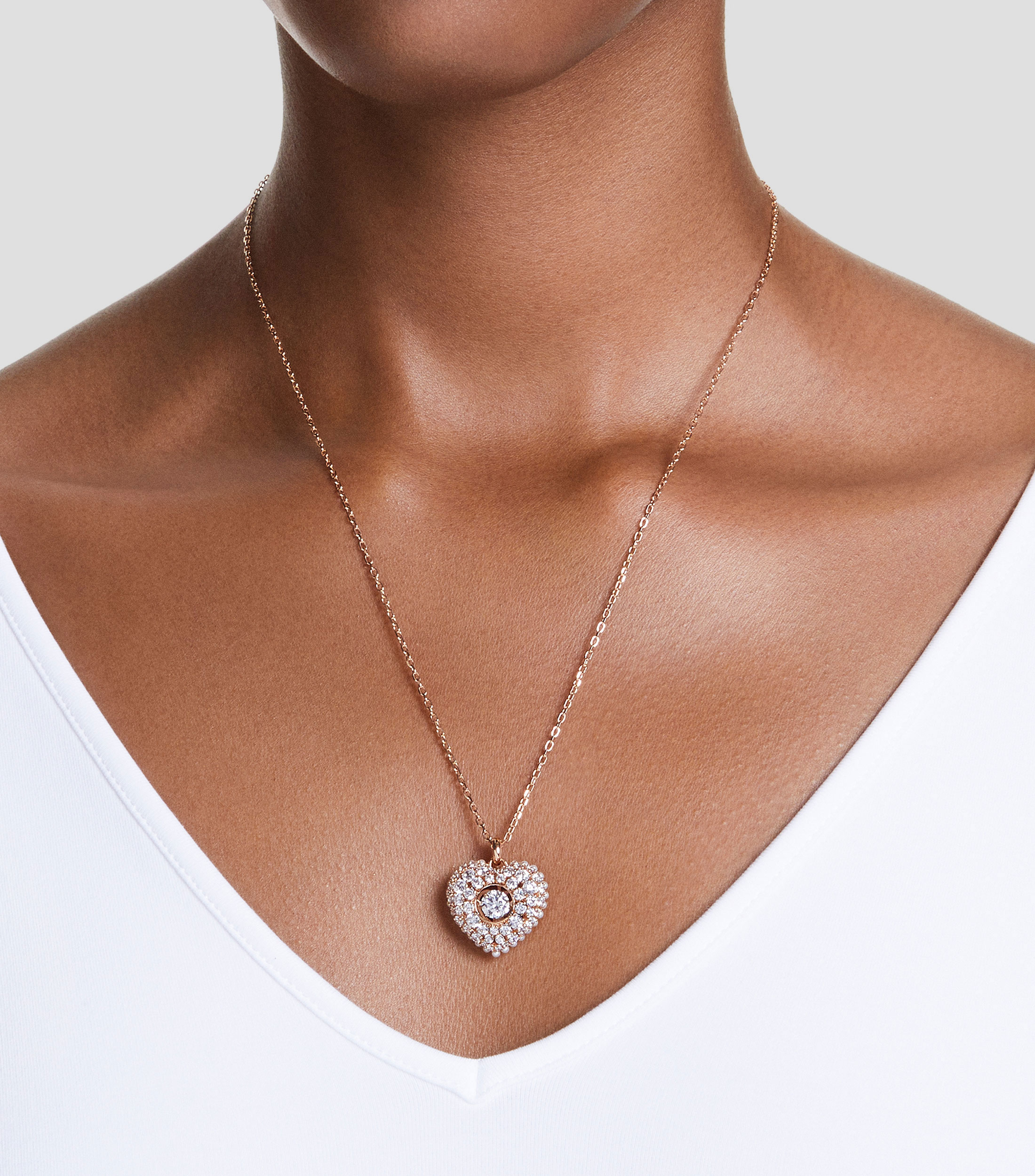 Collar con corazon en bano de oro rosa con zirconia Hyperbola Mujer