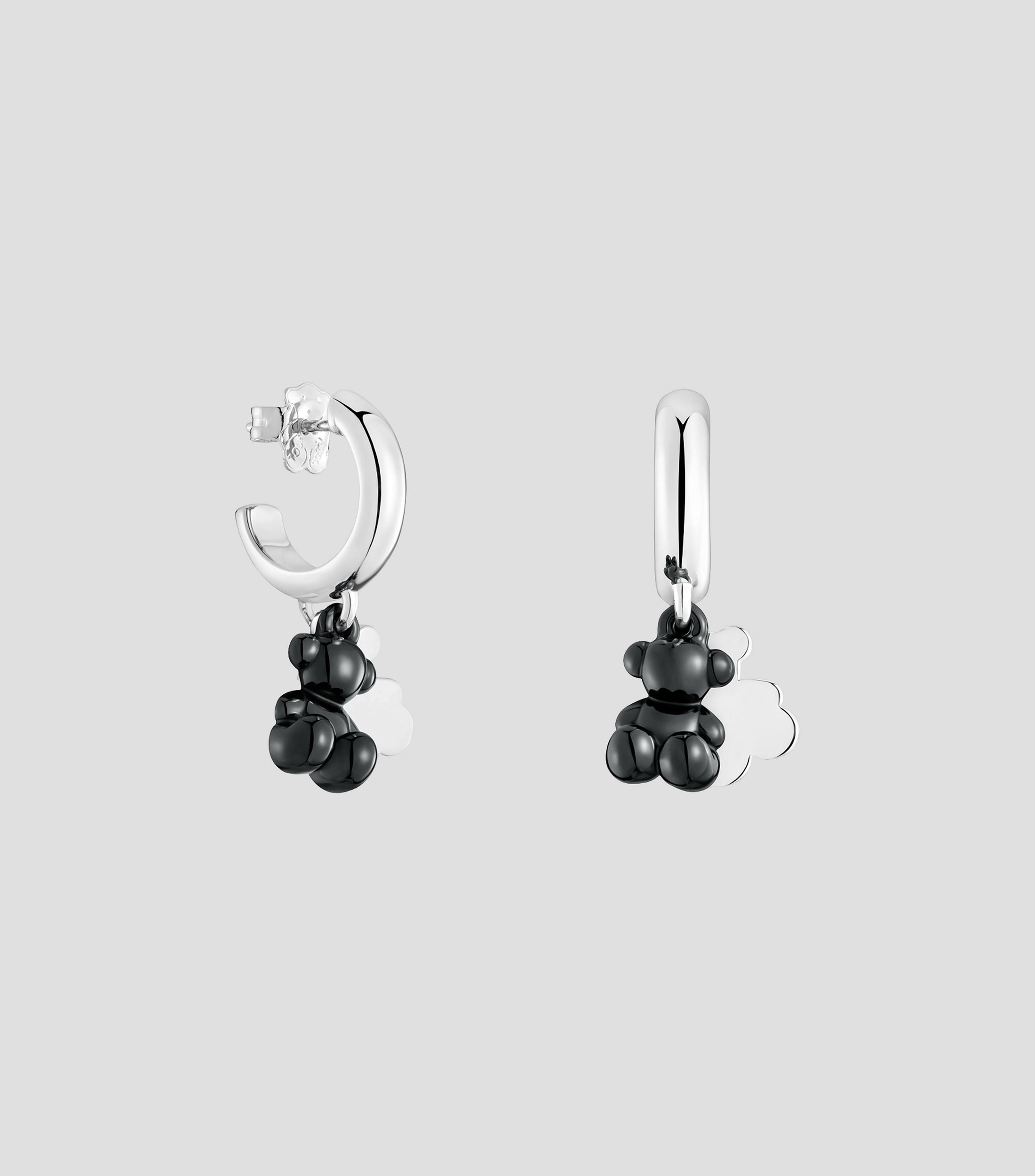 Aretes en plata Bold Bear con cerámica Mujer
