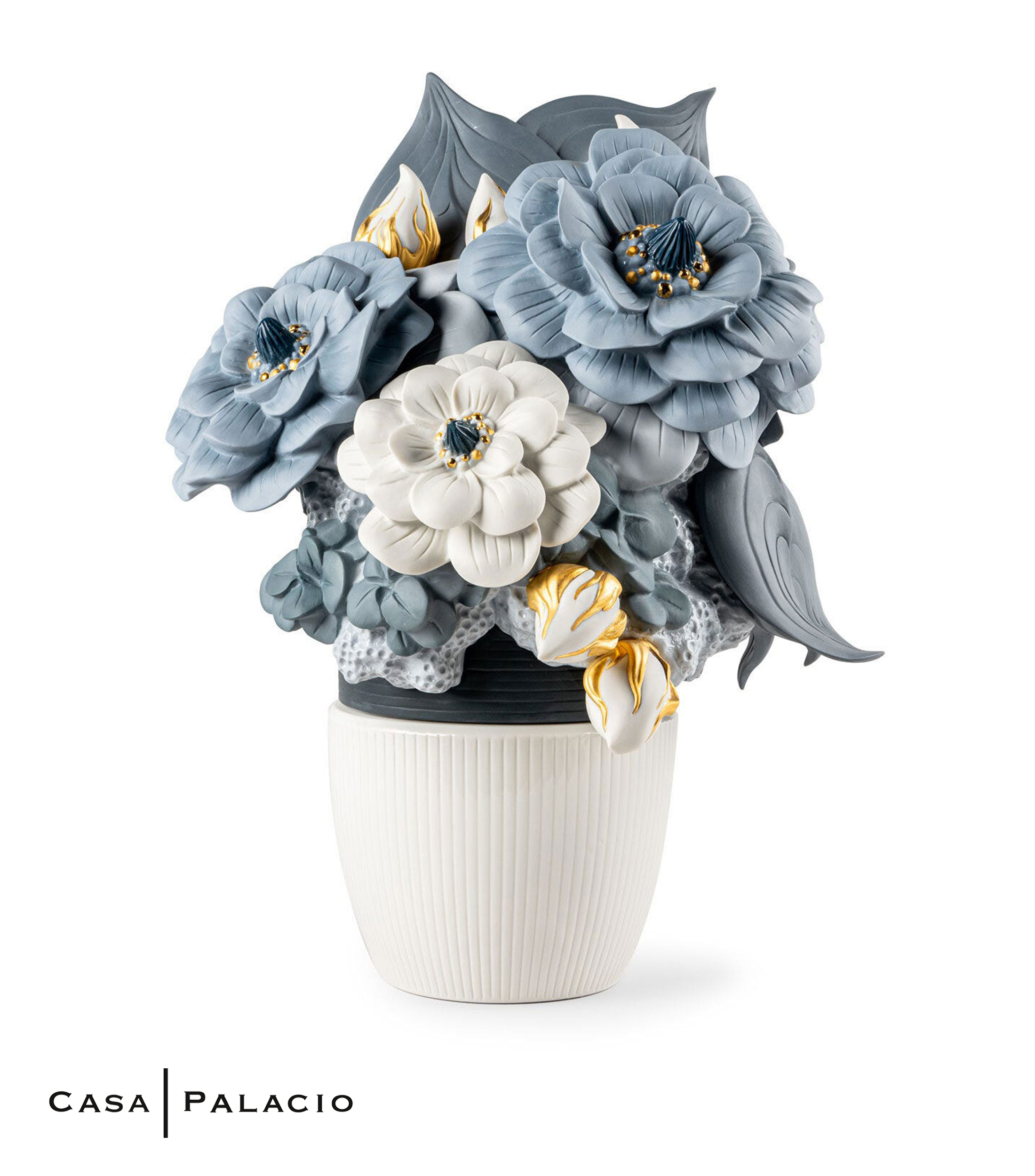 Jarron Con Flores Azul