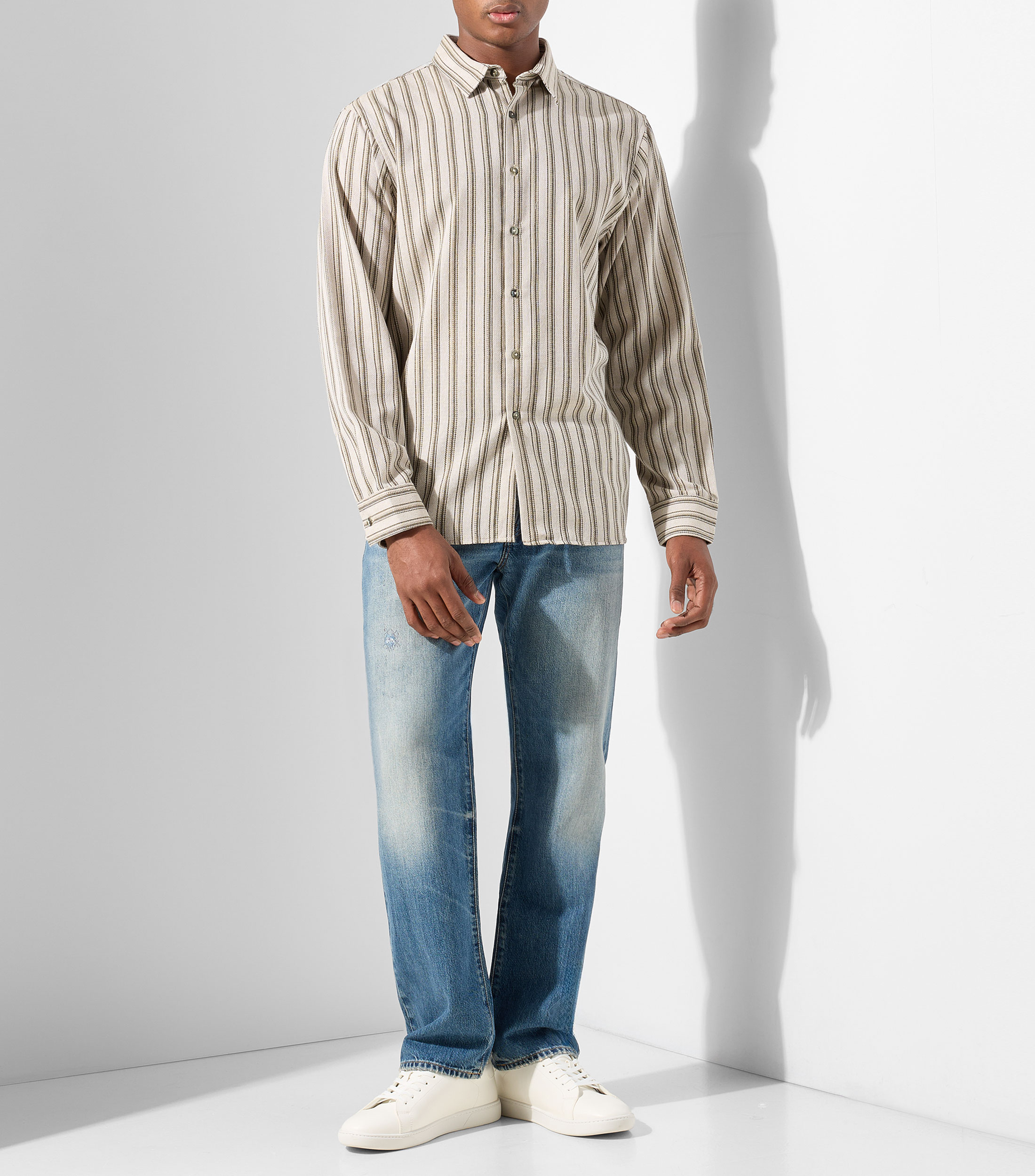 Camisa con rayas manga larga Hombre