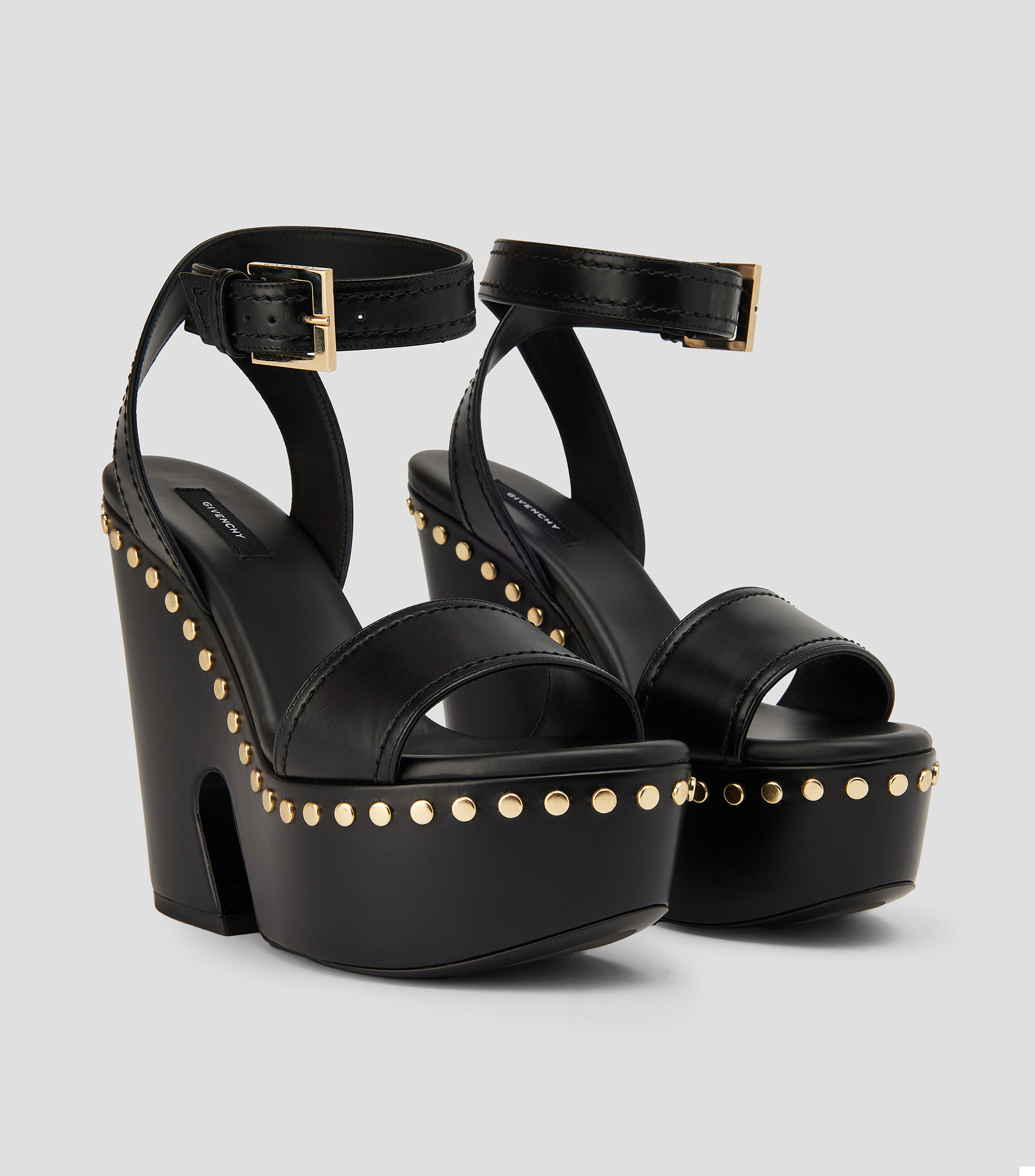 Sandalias tacón alto ancho en piel Platform Wedge Mujer