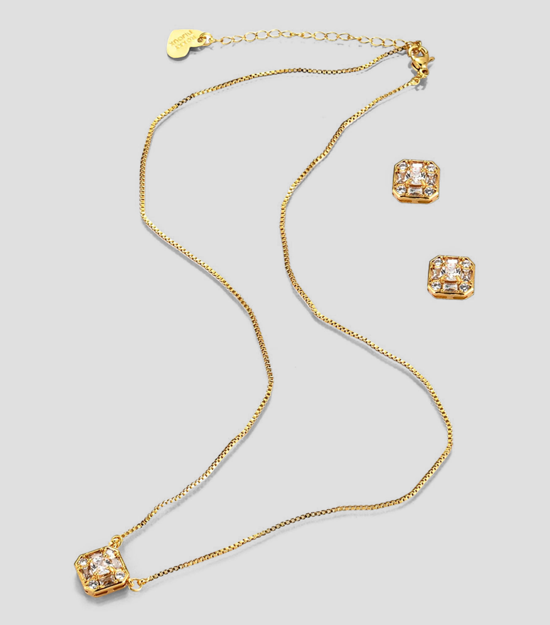 Set de collar y aretes cuadro Mujer