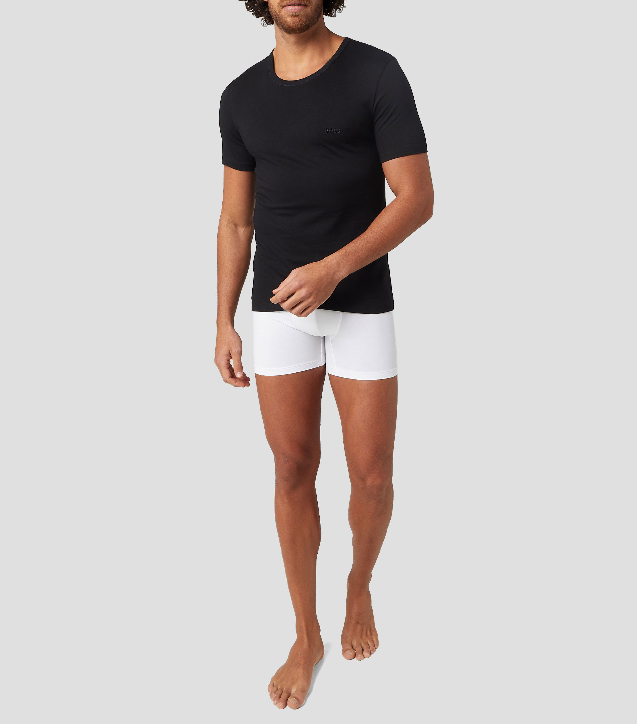 Paquete de tres playeras interiores en algodón con logotipo bordado Hombre