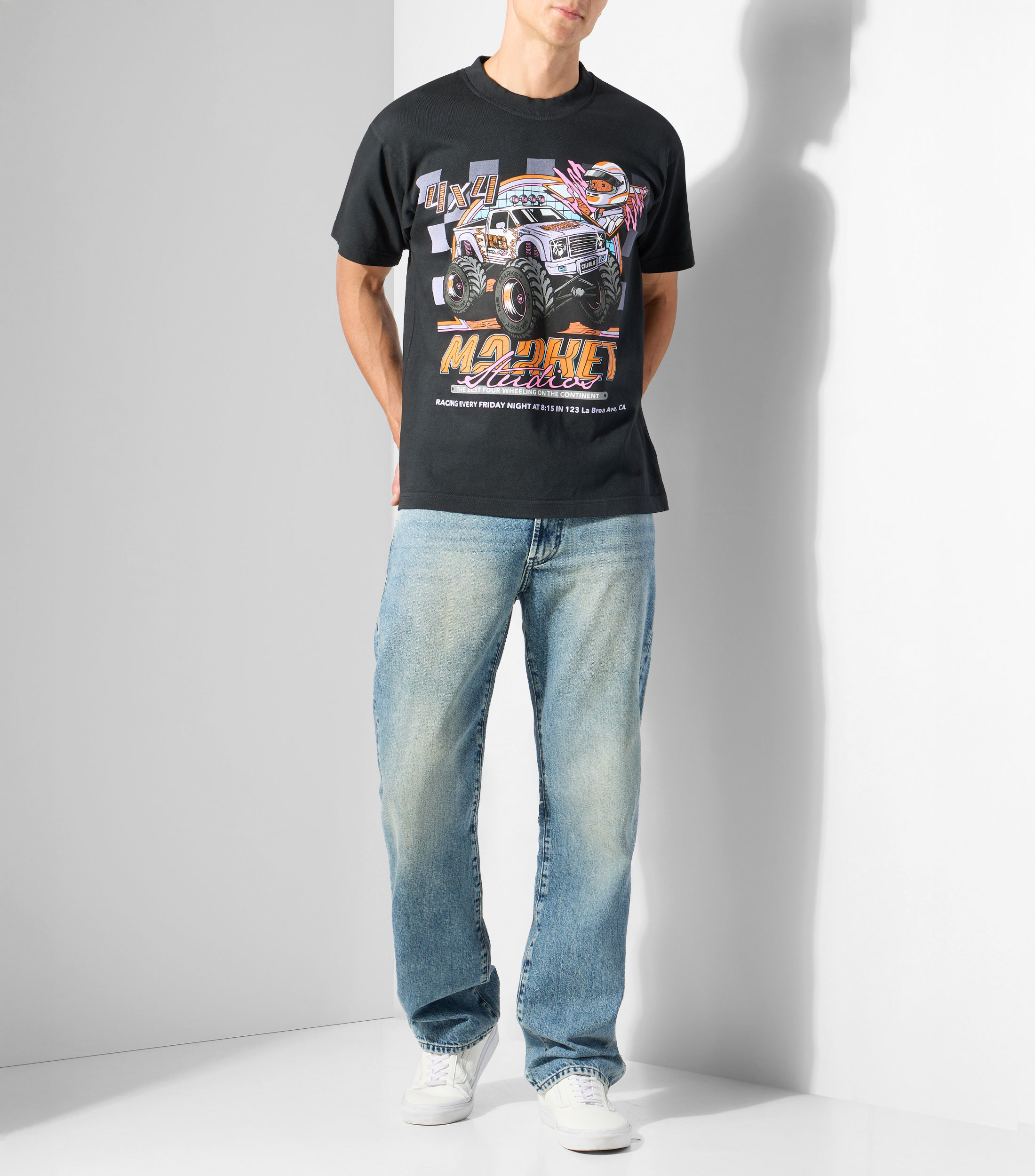 Playera cuello redondo manga corta estampada Hombre