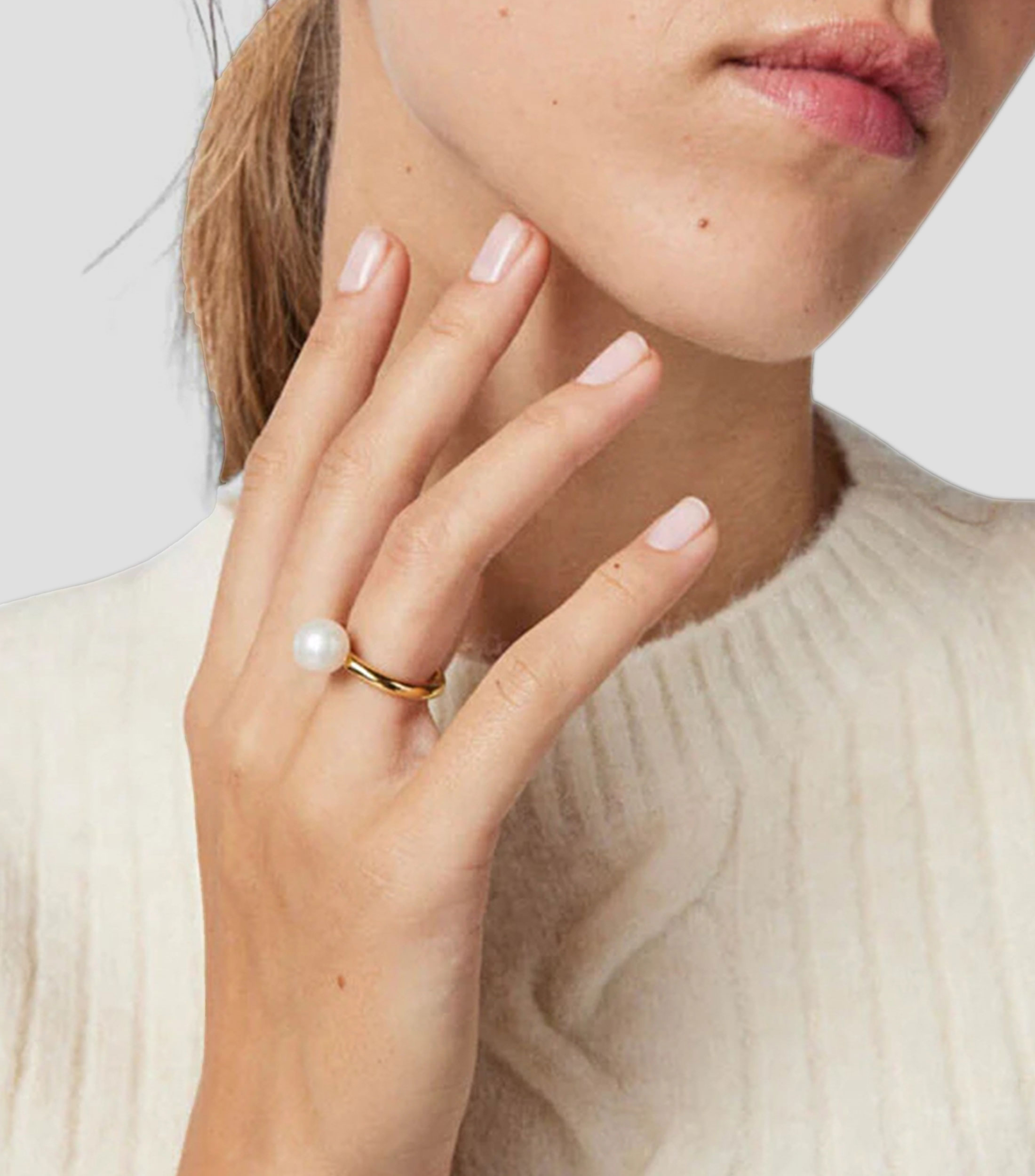 Anillo en plata .925 Gloss con perla Mujer Talla: 10 mm