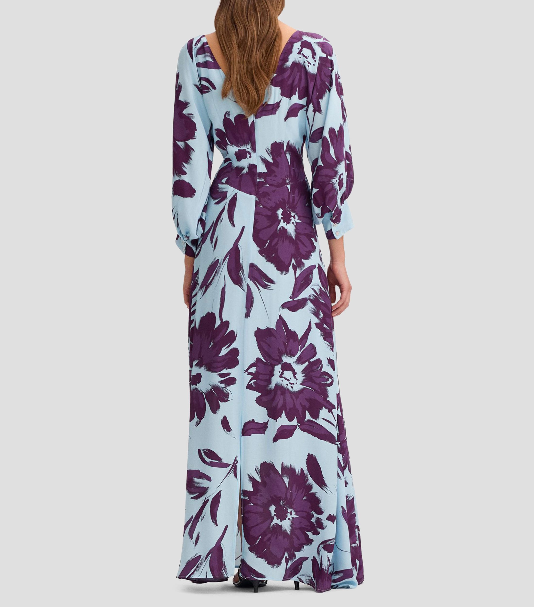 Vestido largo manga 3/4 estampado Mujer