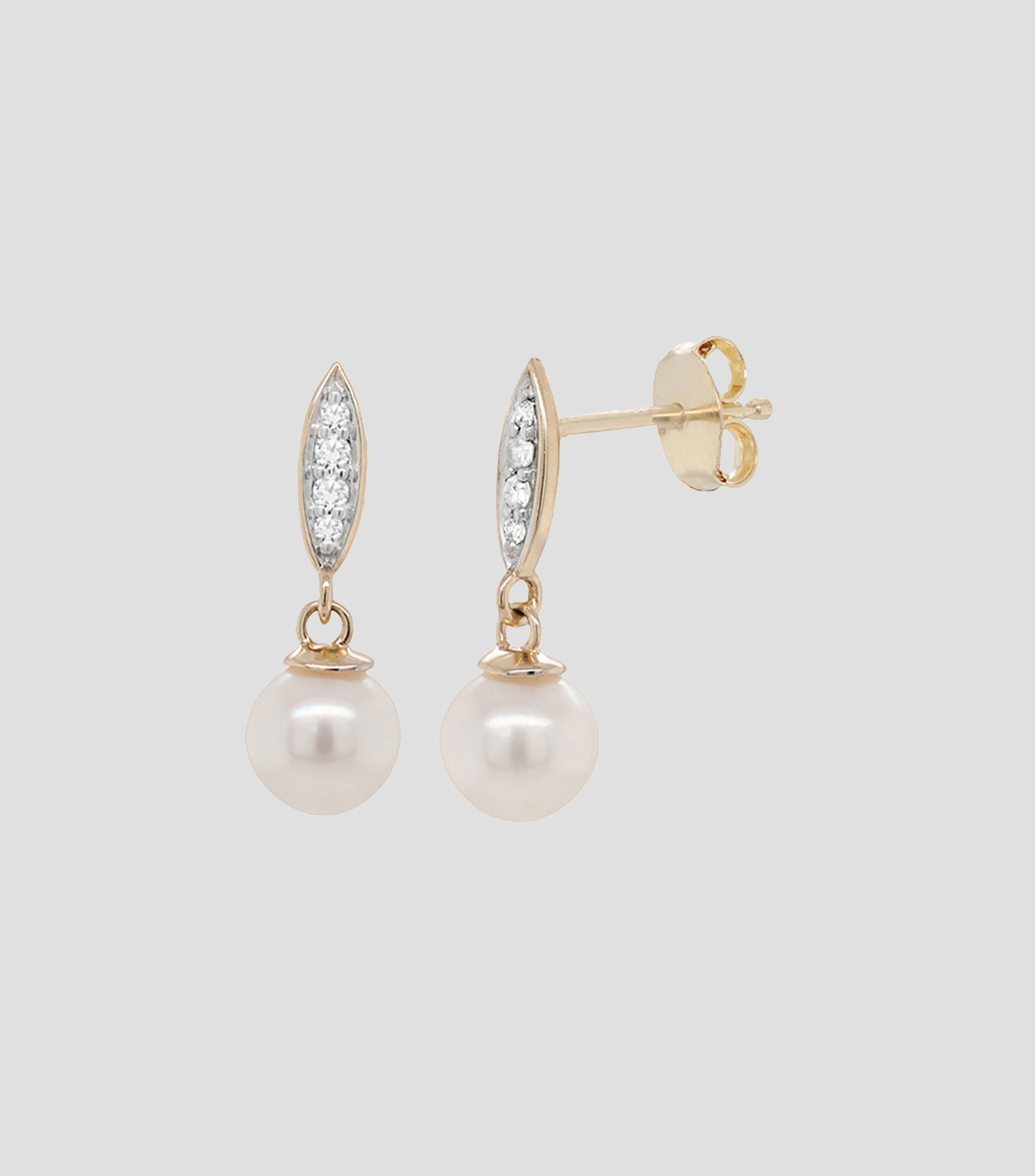 Aretes en oro de 14 kilates diamantes y perla Mujer