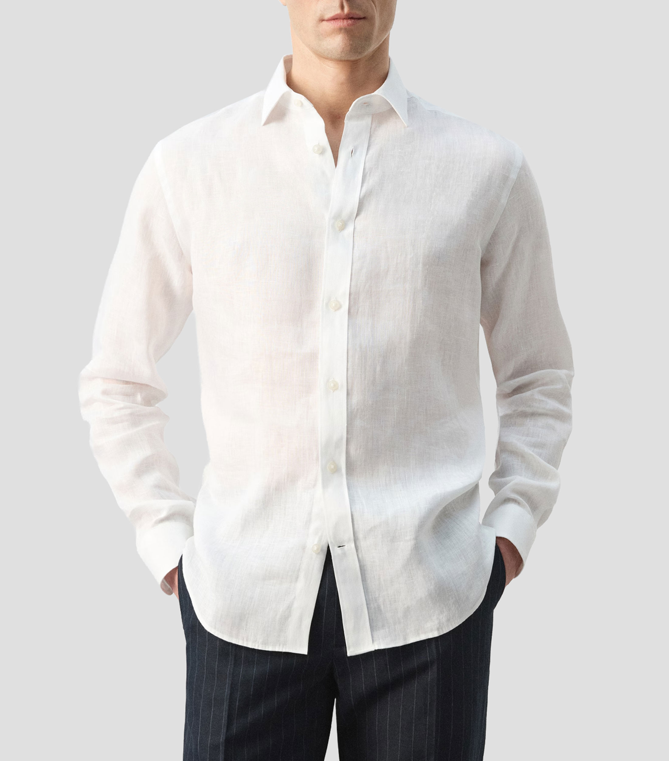 Camisa lisa manga larga Hombre