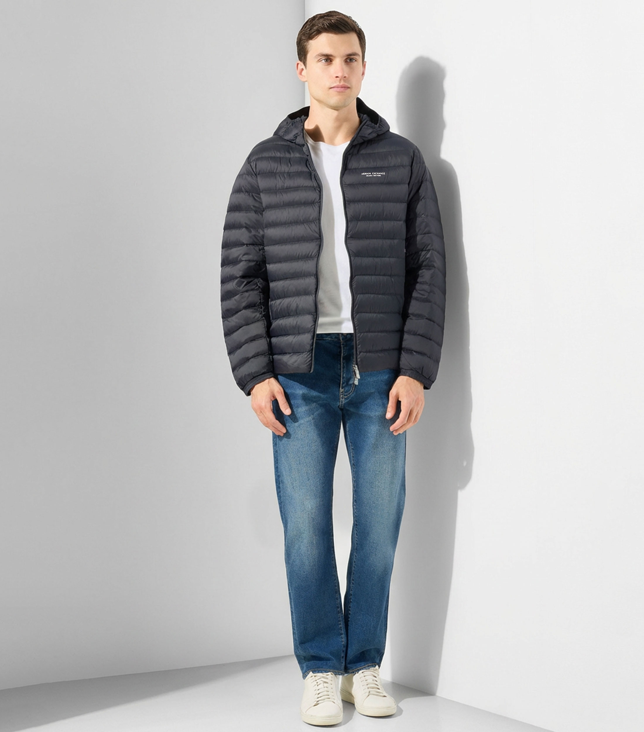 Chamarra puffer con capucha Hombre