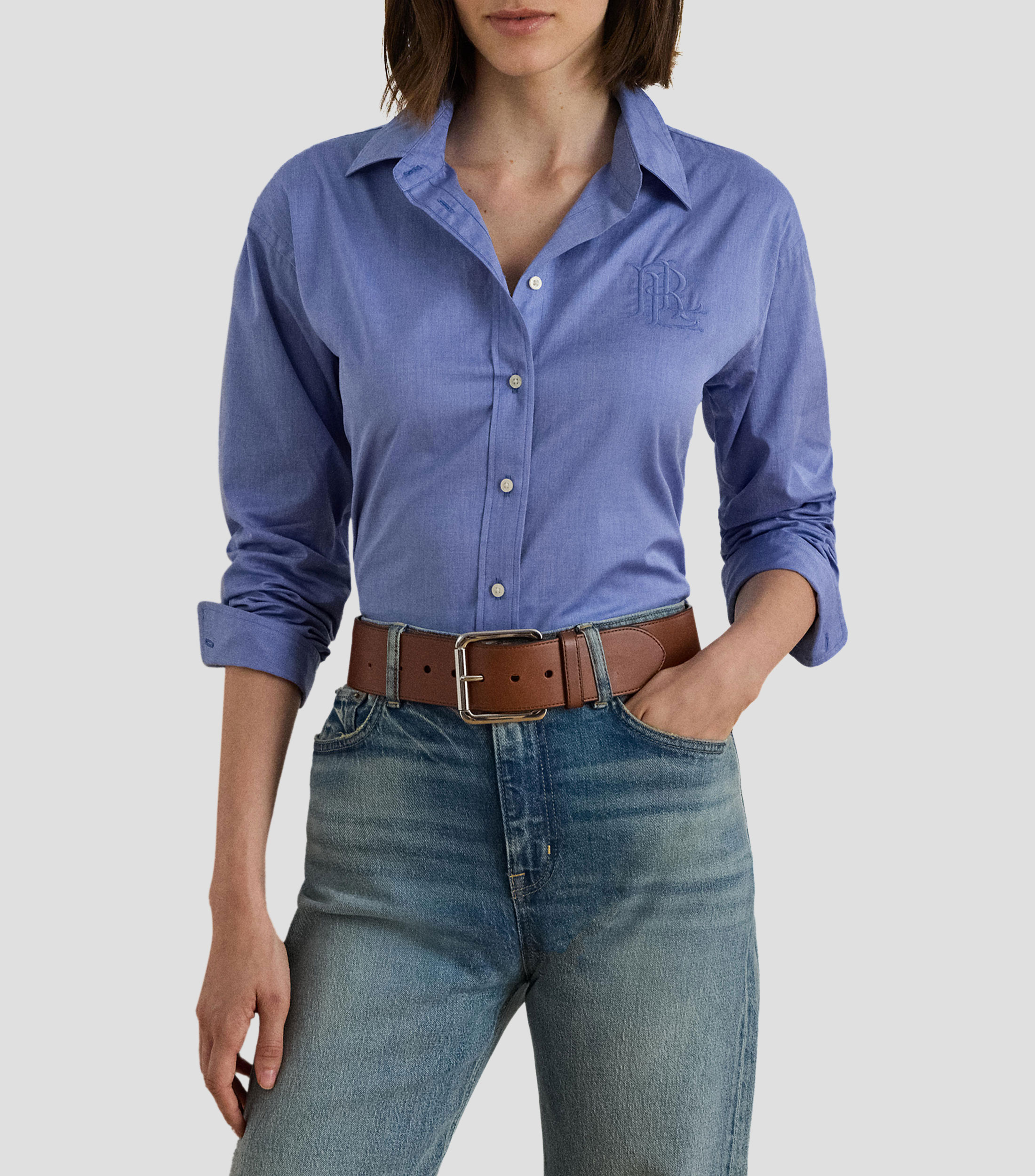 Camisa lisa manga larga Mujer