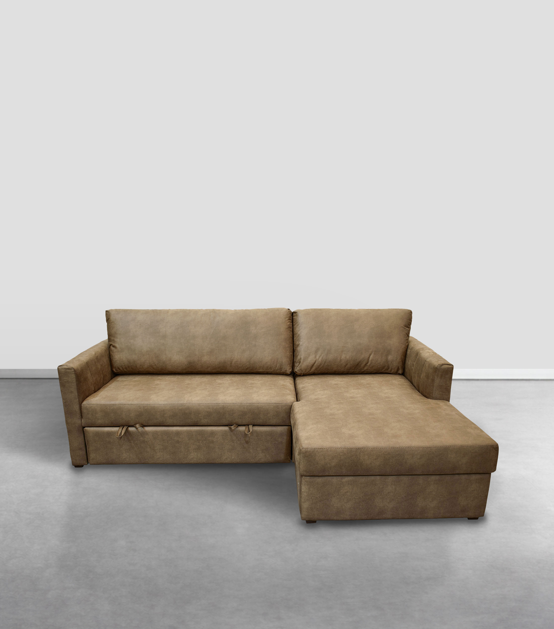 Sofá cama modular derecho en tela Midway café