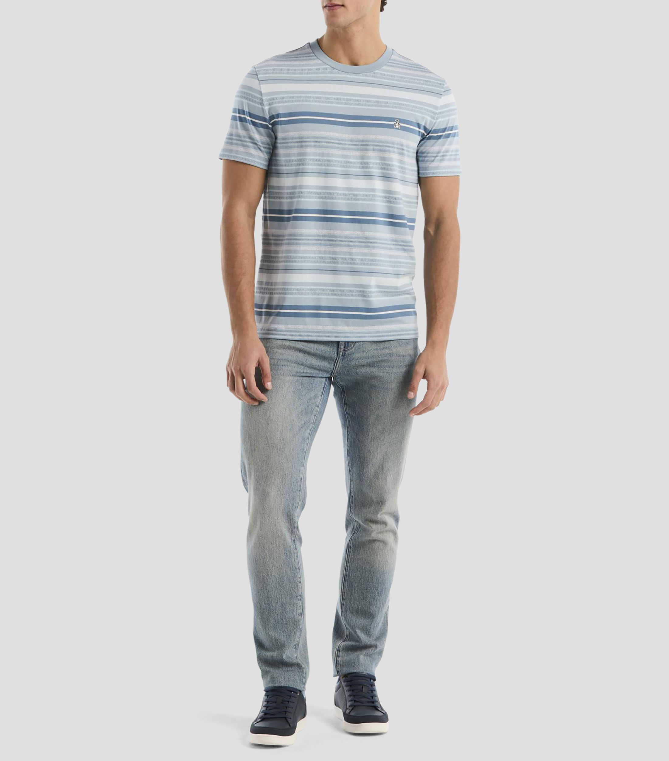 Playera cuello redondo manga corta rayas Hombre