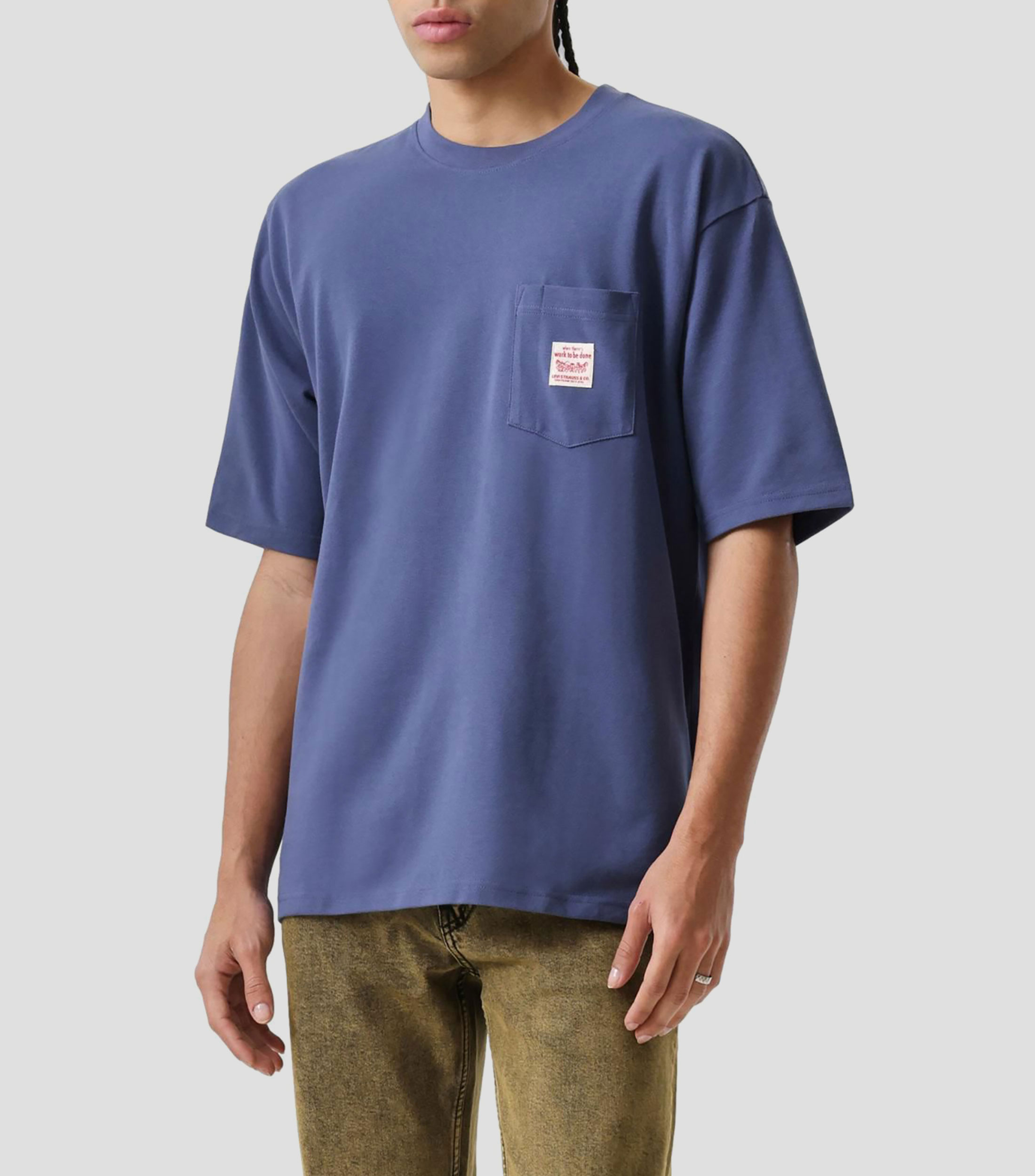 Playera de cuello redondo con manga corta lisa Hombre