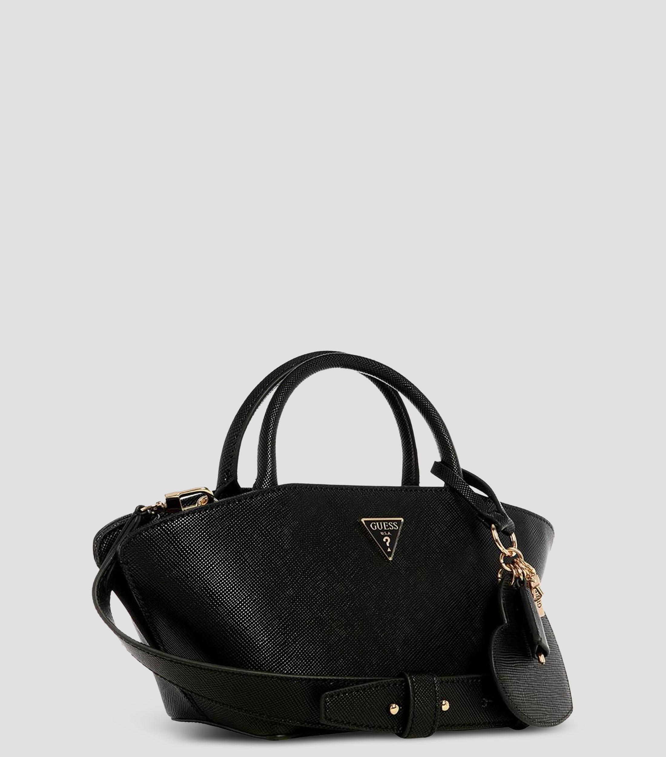 Bolsa satchel negra Bolena texturizada Mujer