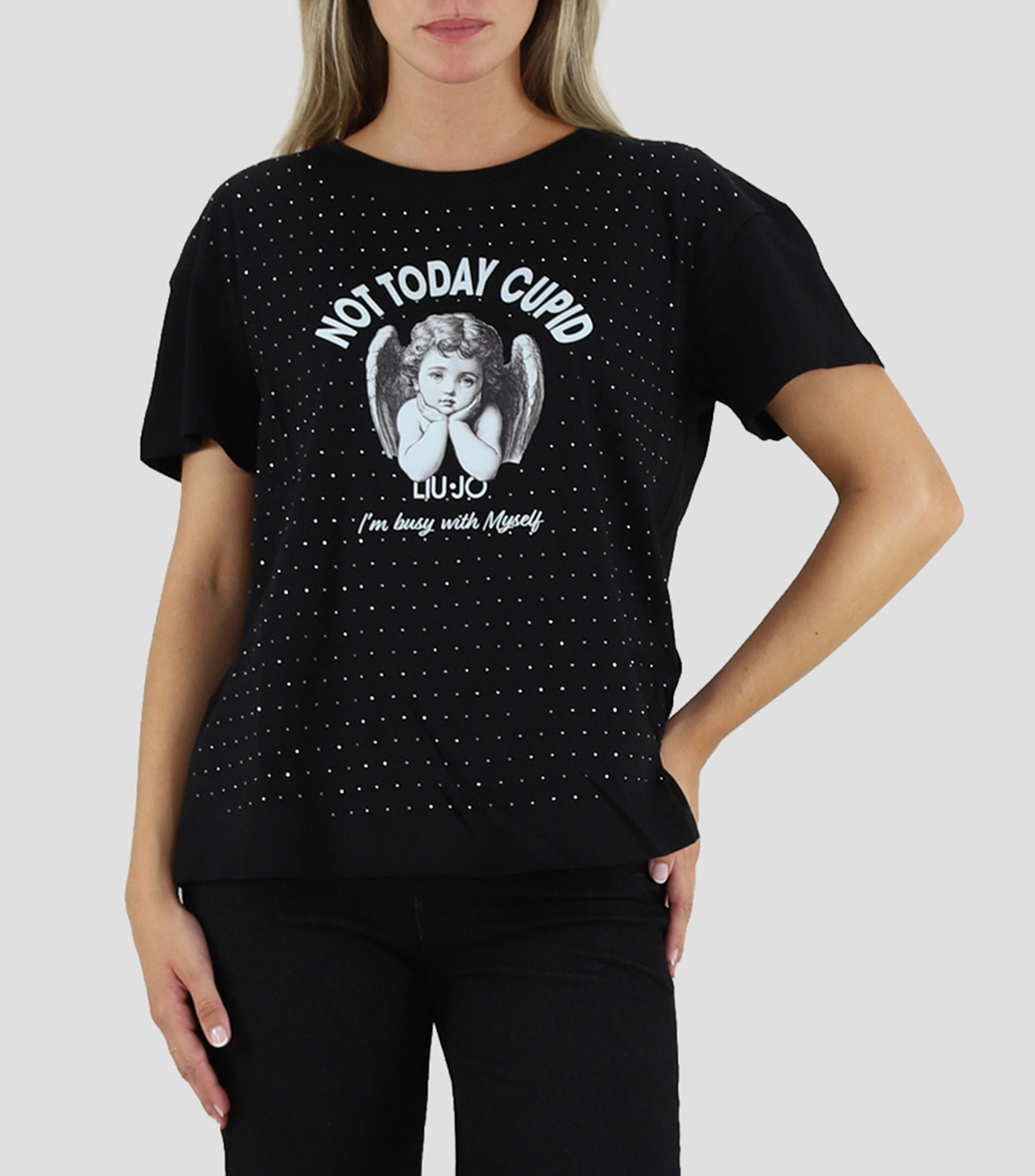 Playera cuello redondo manga corta estampada Mujer
