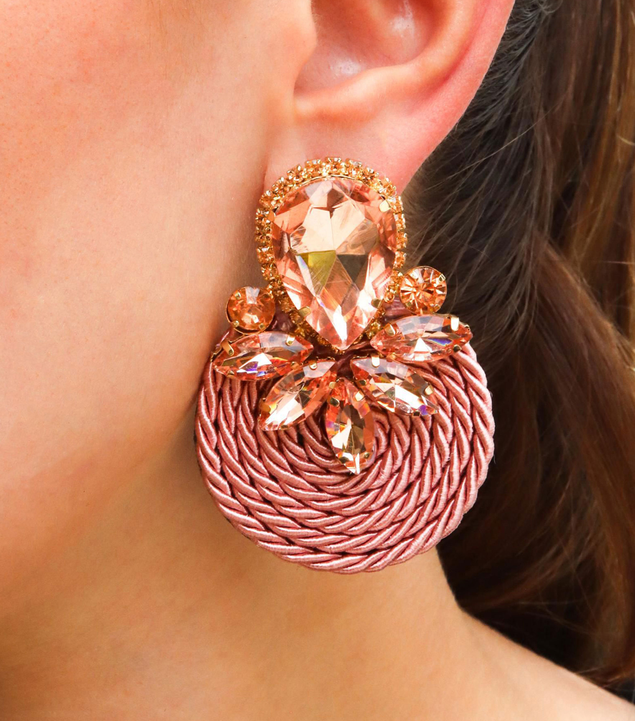 Aretes abanico con cristal Mujer