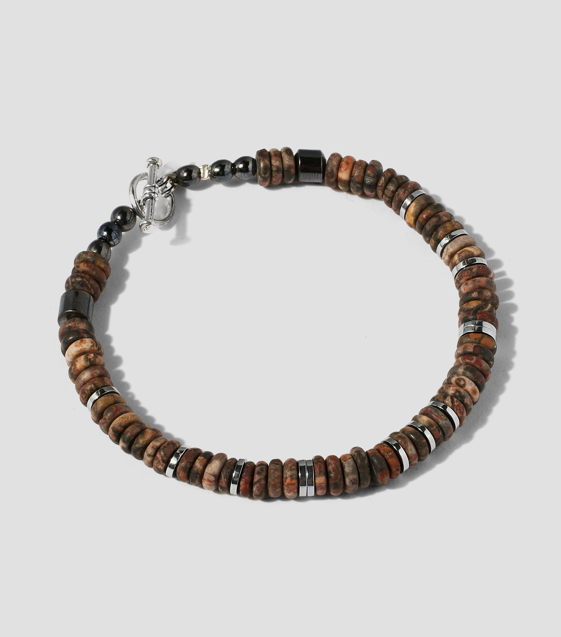 Pulsera donas jaspe con rondanas hematita Hombre